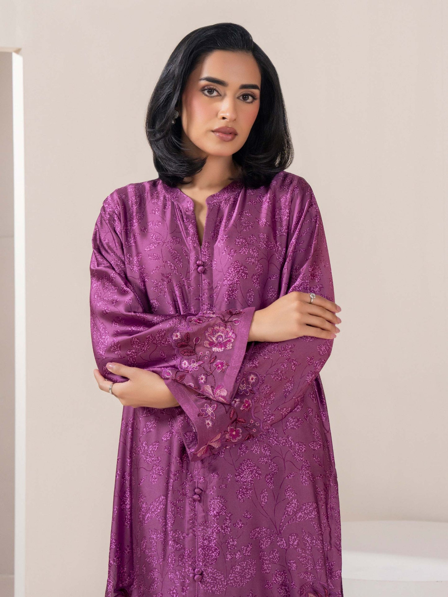 2 Piece Silk Suit-Embroidered (Pret)