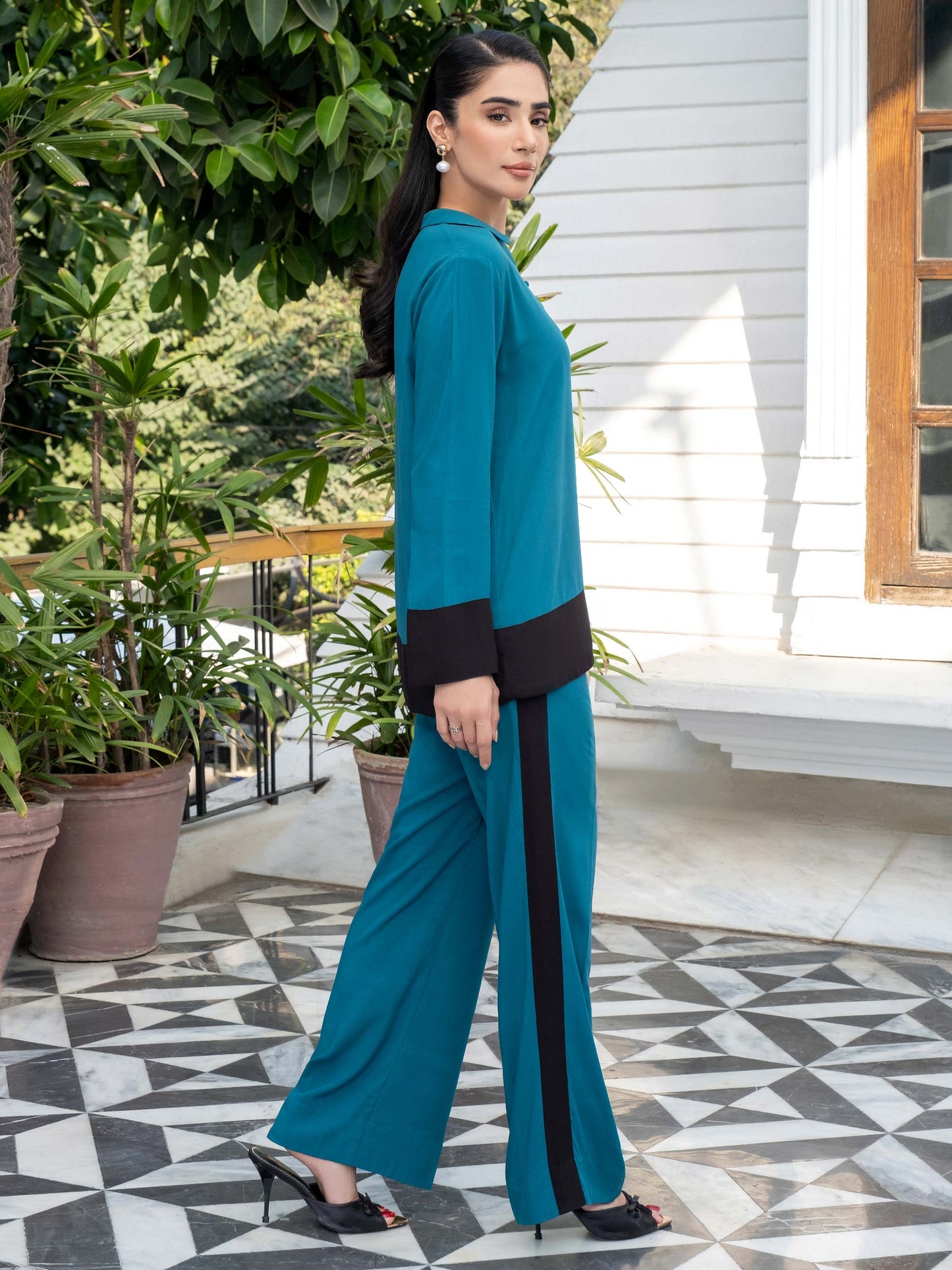 Dyed Color Block Linen Co-Ord Set