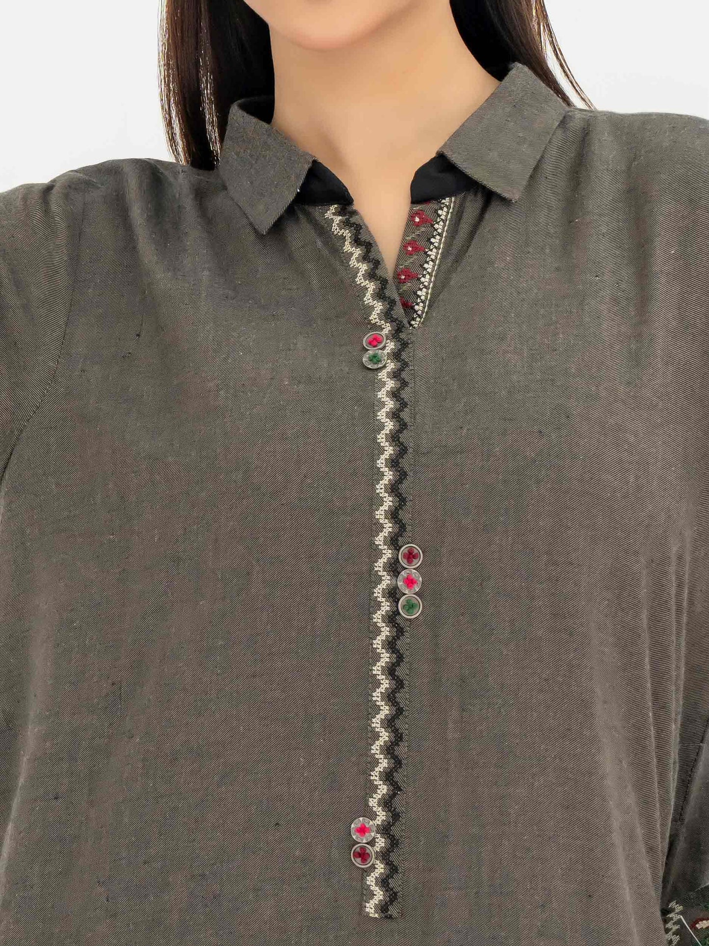 2 Piece Yarn Dyed Suit-Embroidered (Pret)