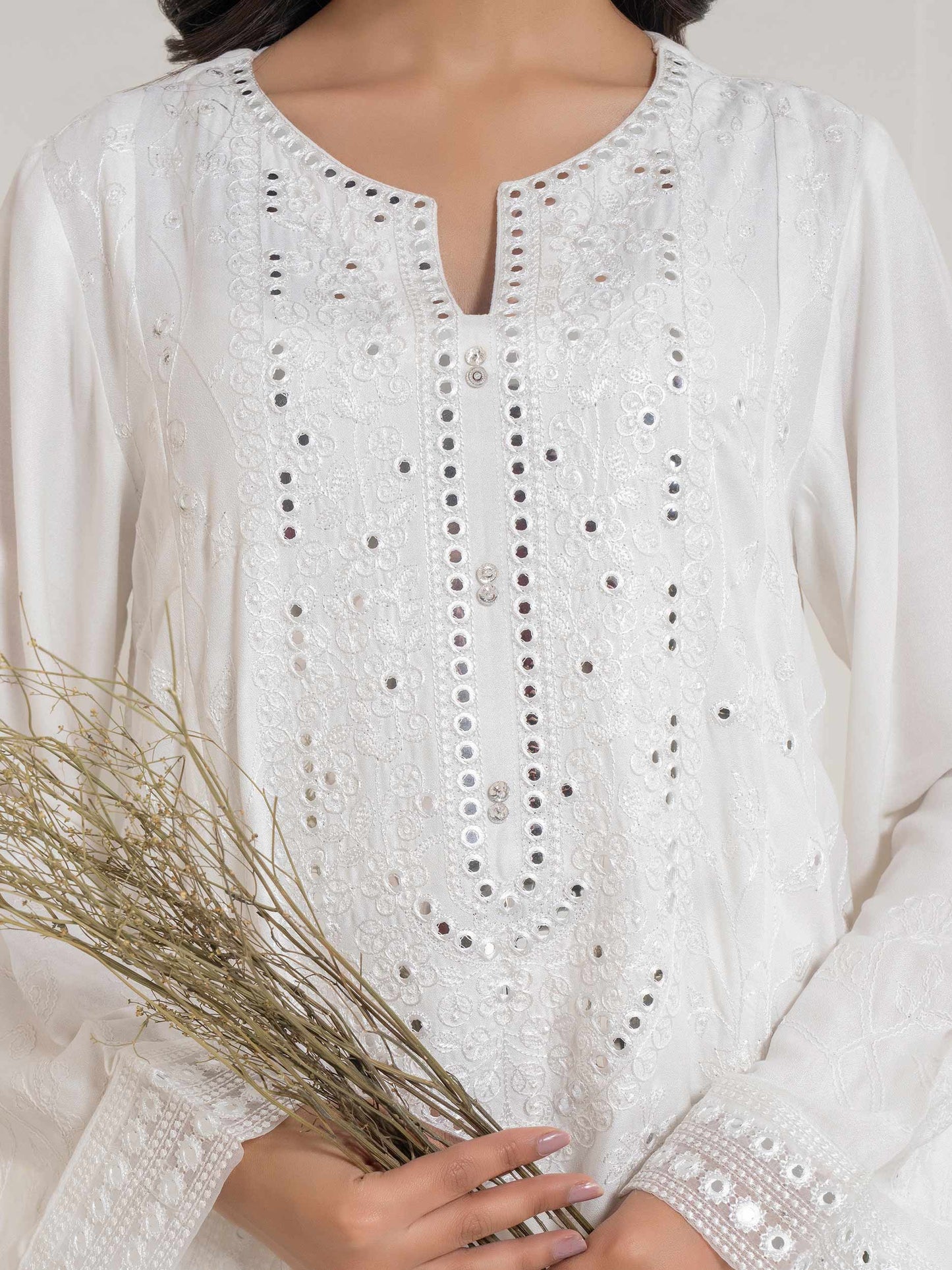 2 Piece Crepe Suit-Embroidered (Pret)