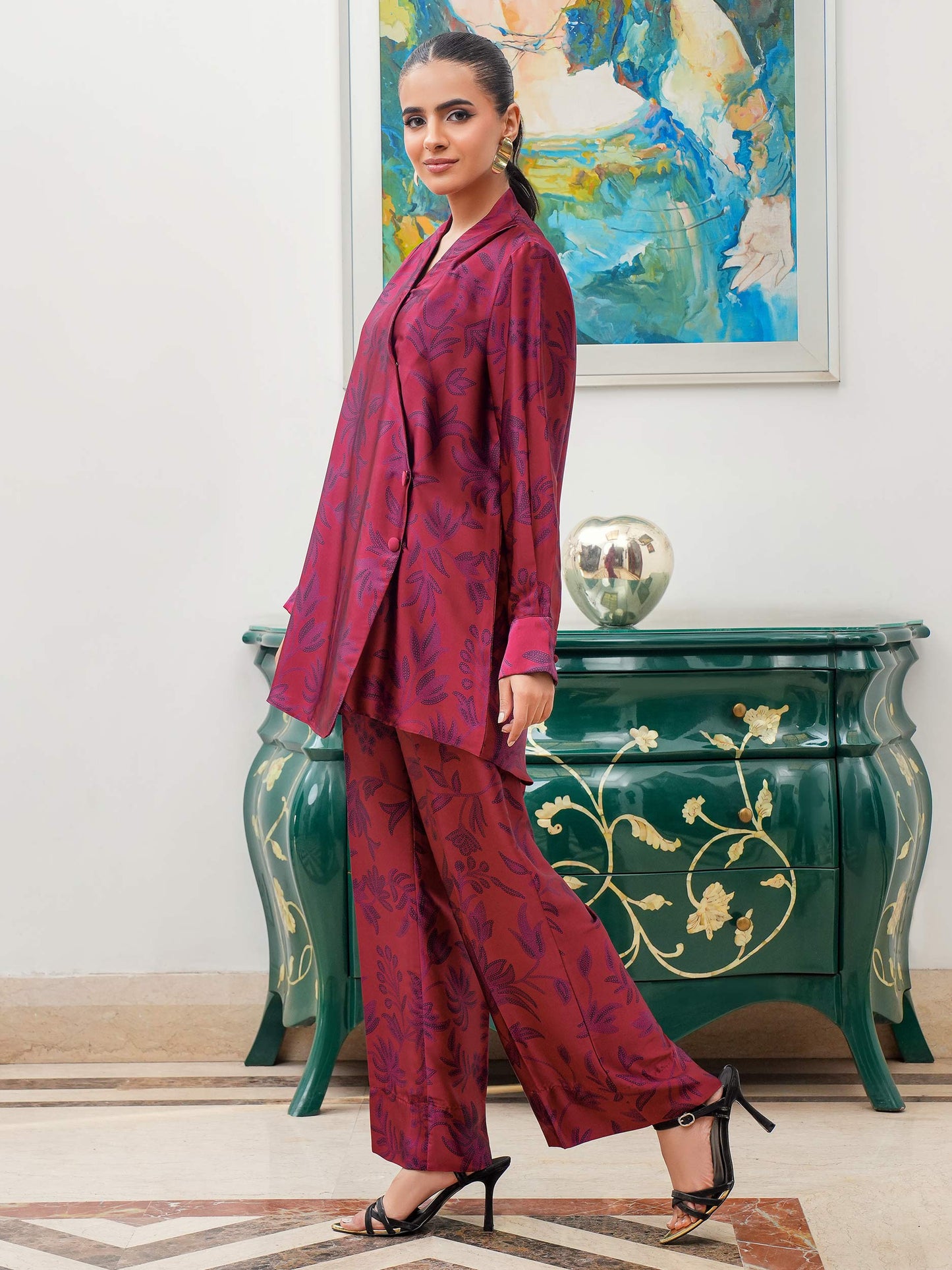 Silk Co-ord Set-Printed (Pret)