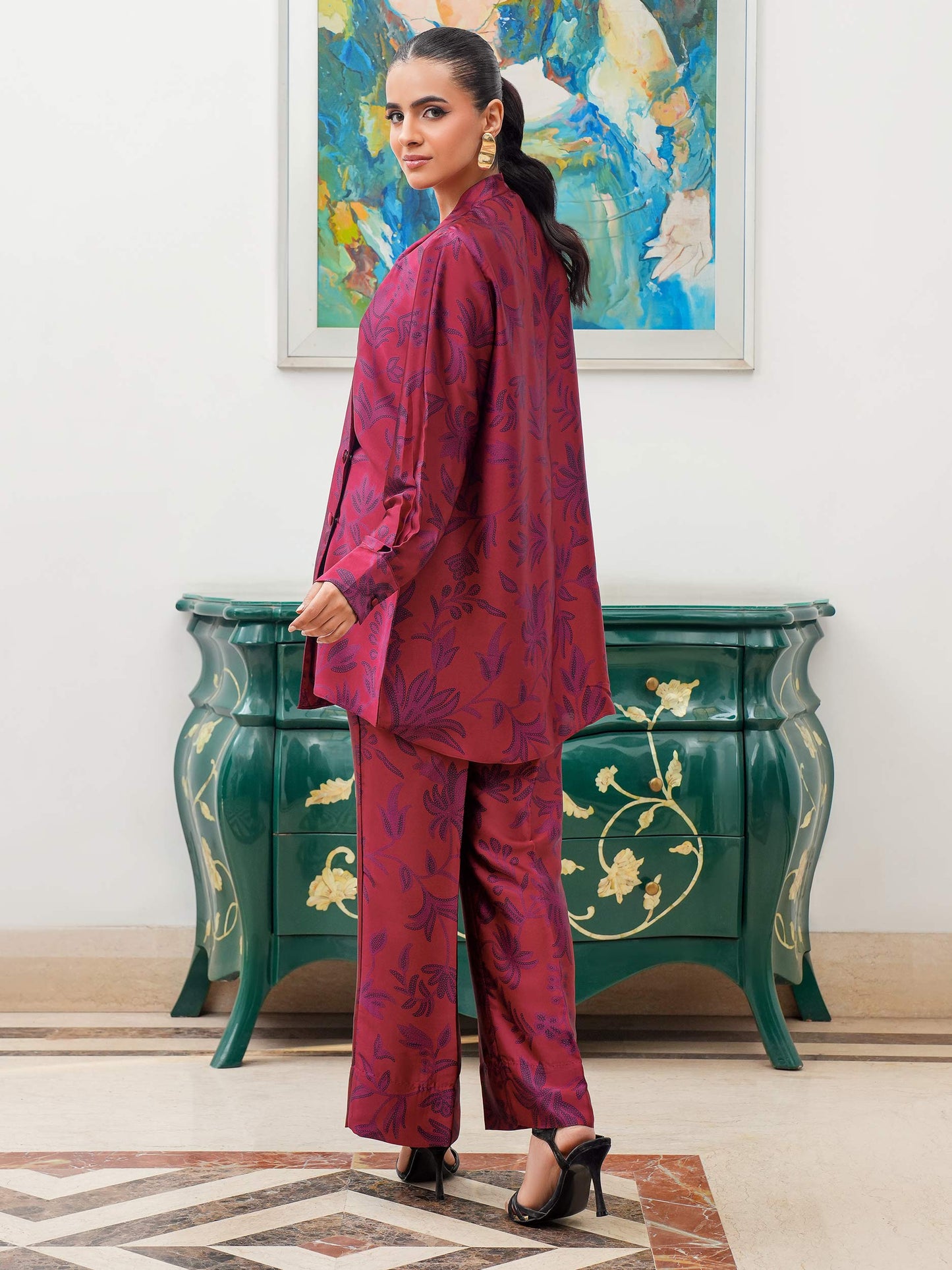 Silk Co-ord Set-Printed (Pret)