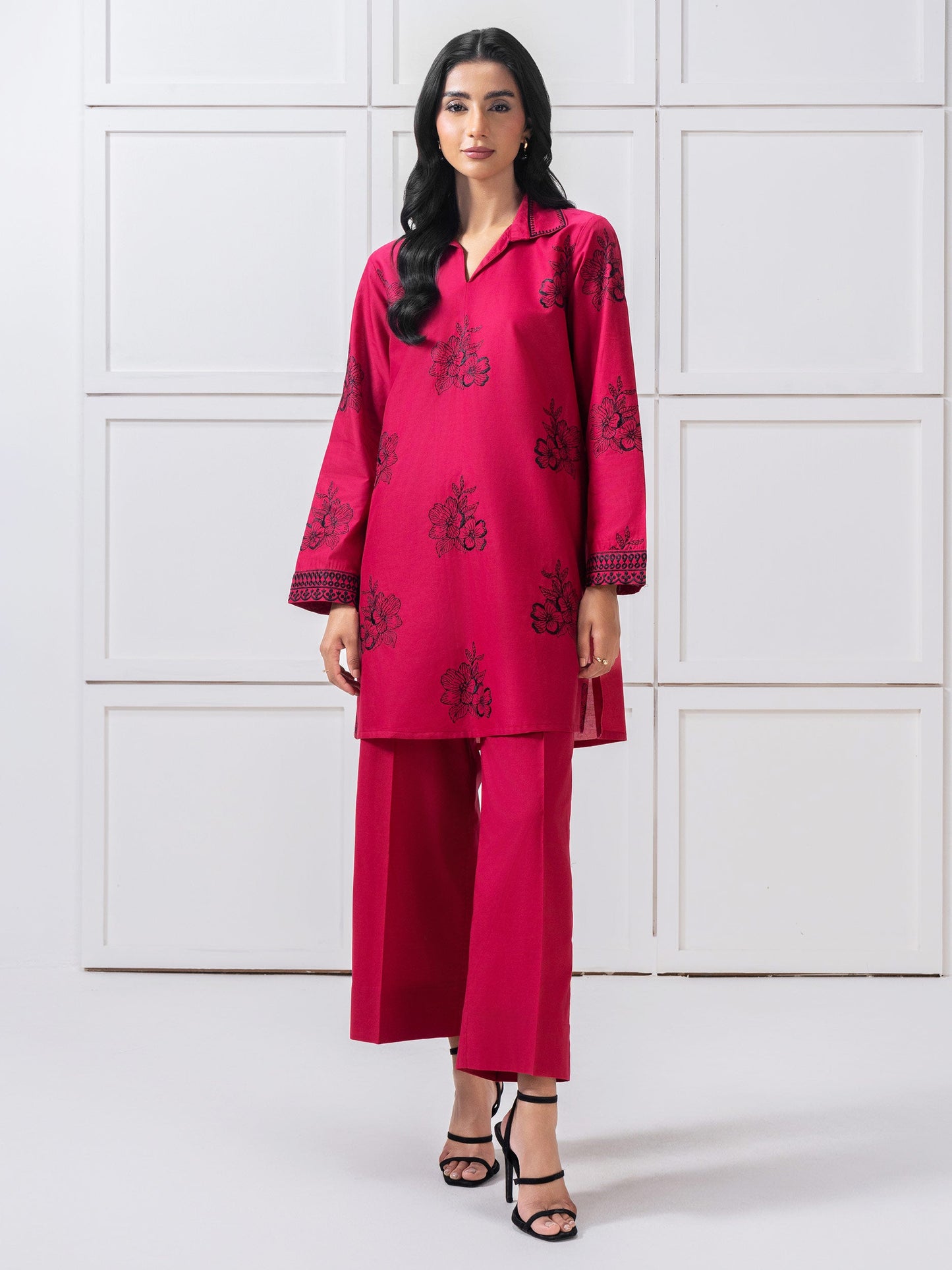 Cambric Co-Ord Set-Embroidered (Pret)