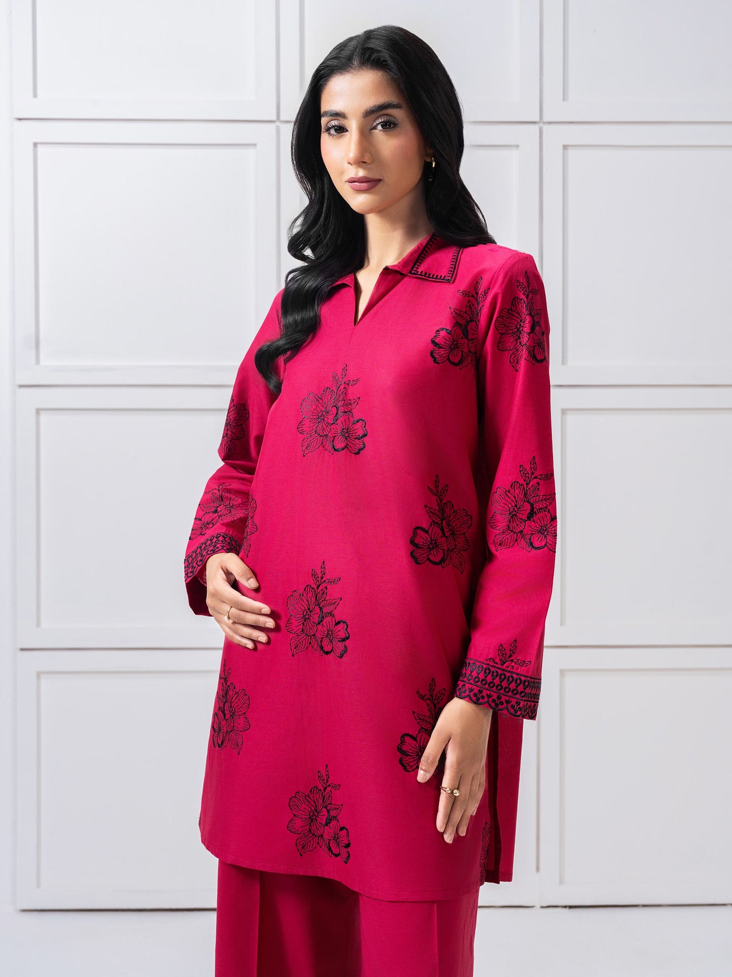 Cambric Co-Ord Set-Embroidered (Pret)