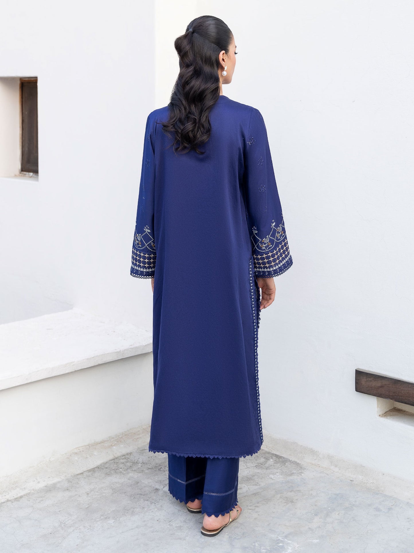2 Piece Satin Suit-Embroidered (Pret)