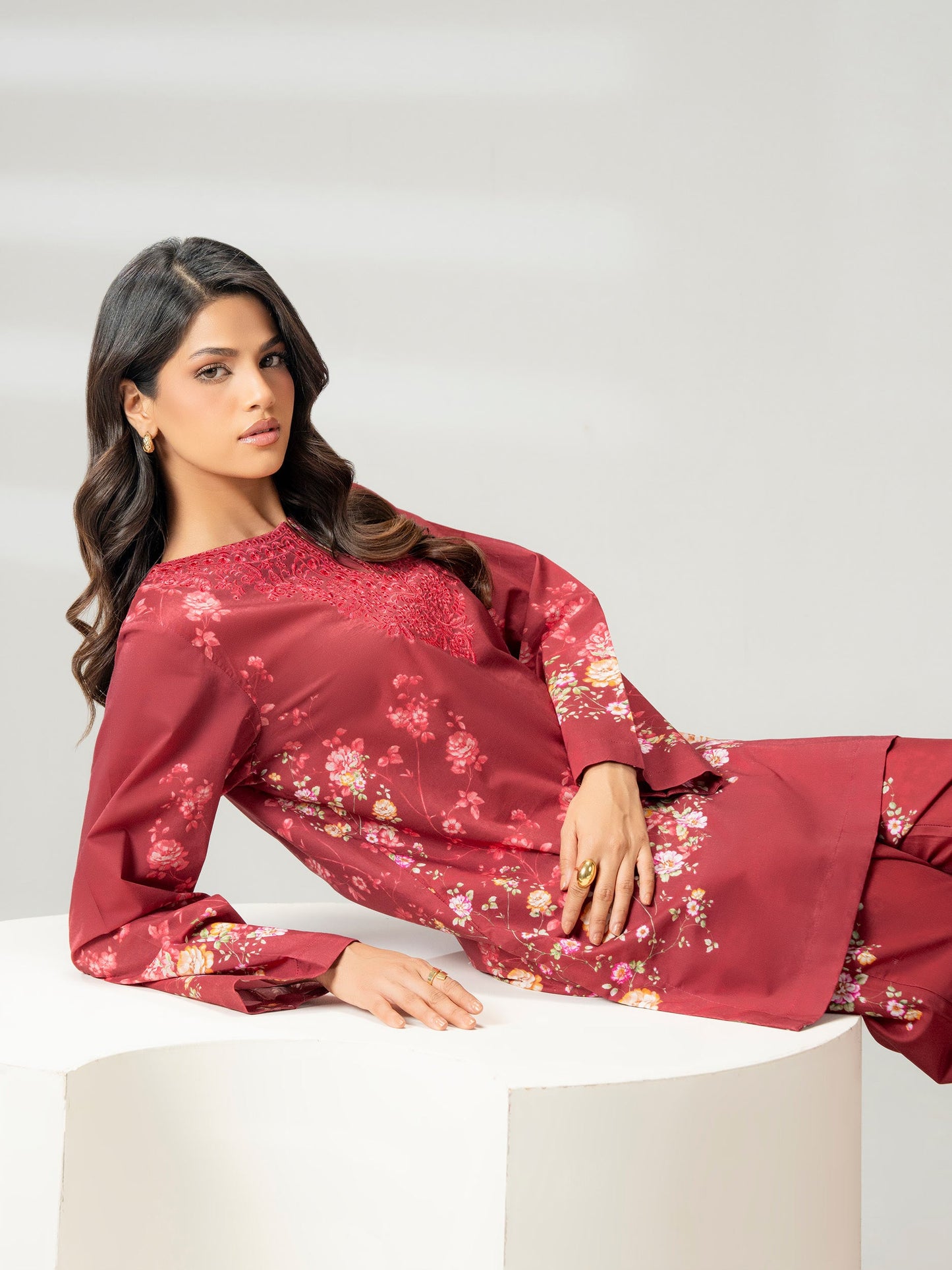 2 Piece Cambric Suit-Embroidered (Pret)