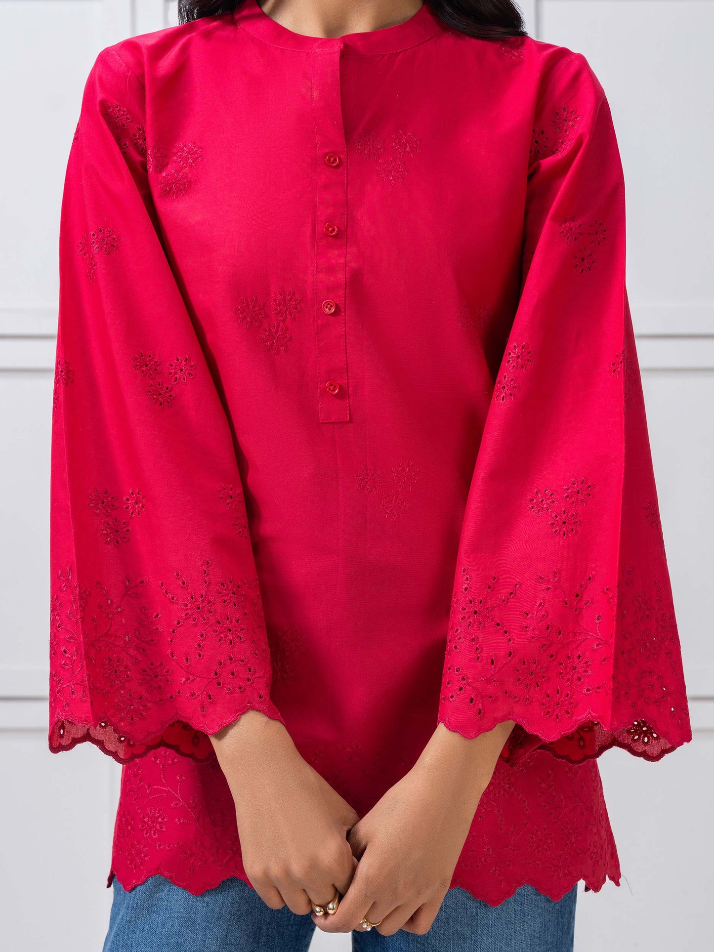 Cambric Kurti-Embroidered (Pret)