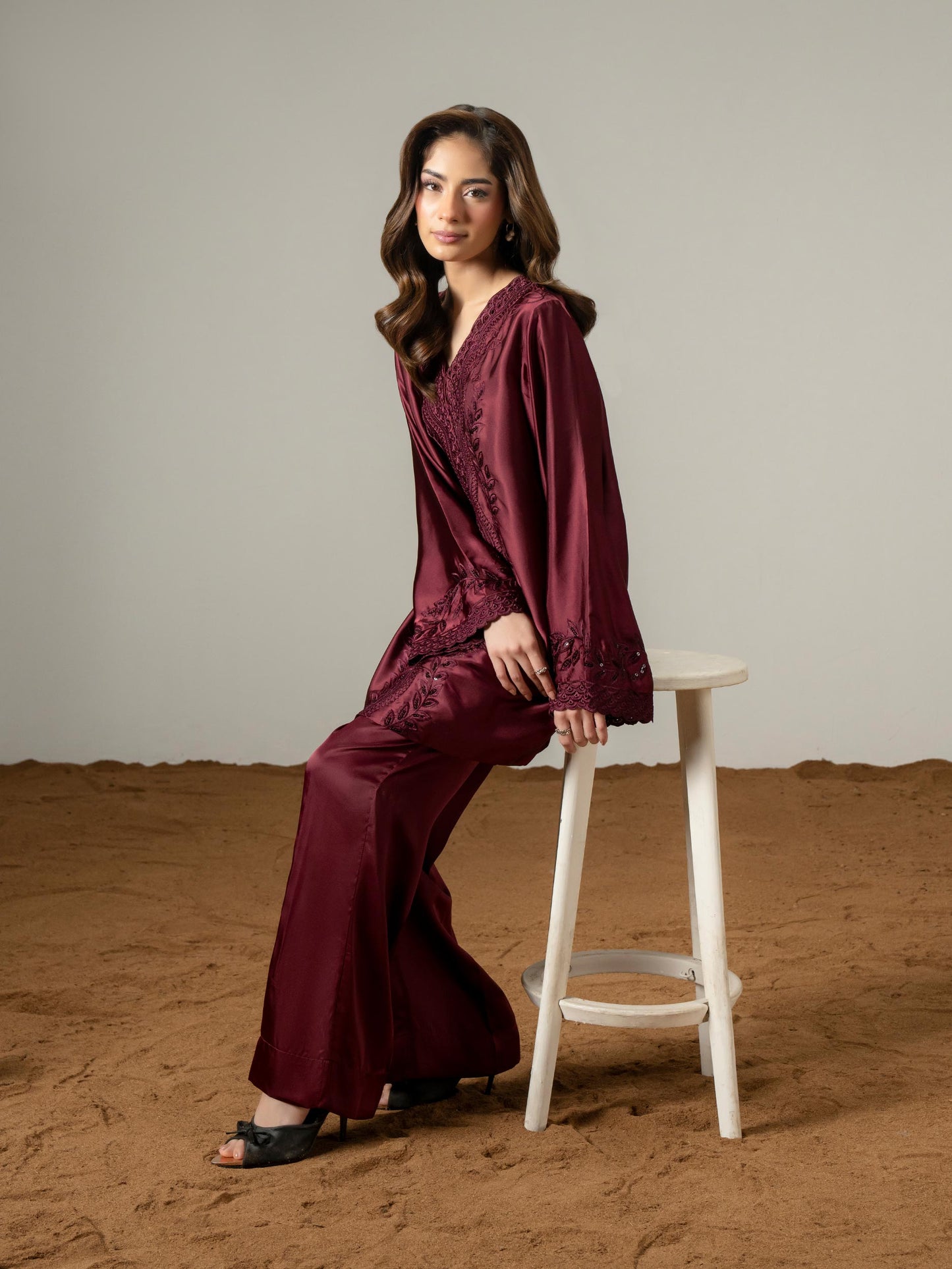 Silk Co-ord Set-Embroidered (Pret)