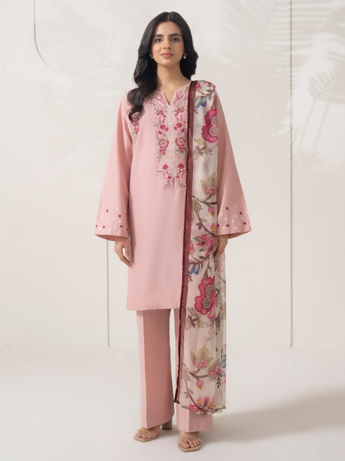 3 Piece Cambric Suit-Embroidered (Pret)