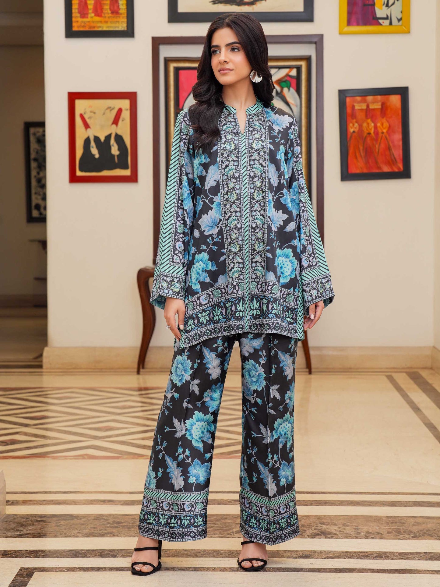 Silk Co-ord Set-Printed (Pret)