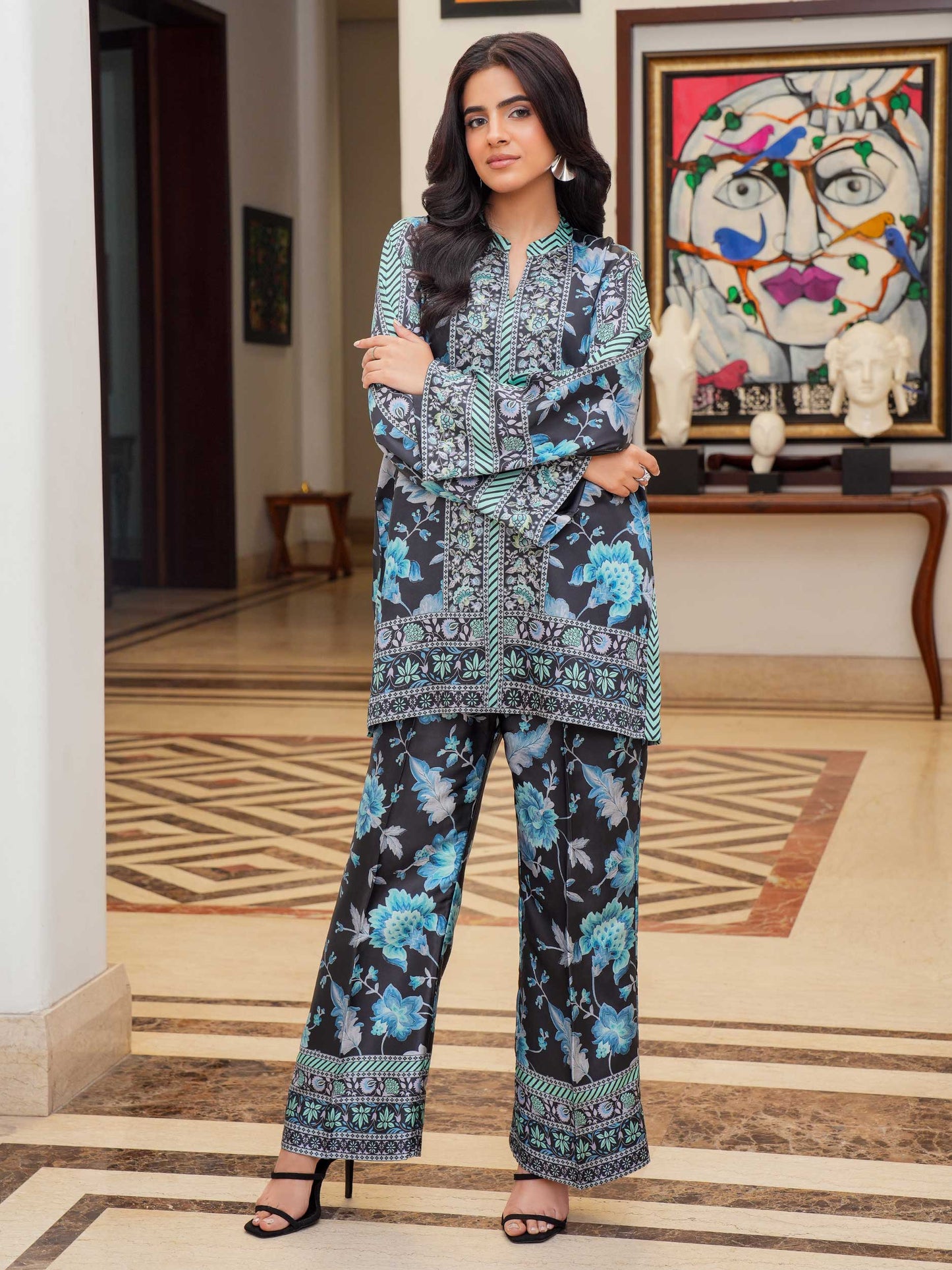Silk Co-ord Set-Printed (Pret)