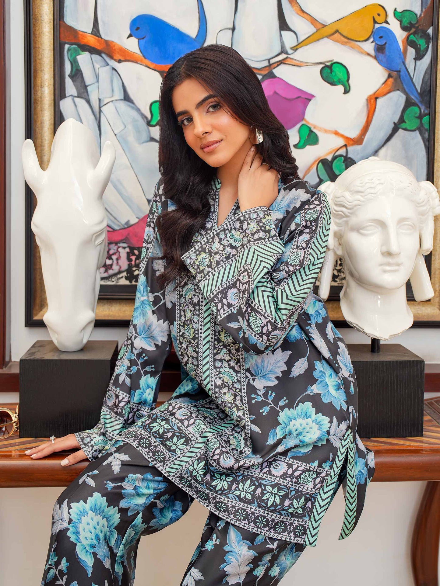 Silk Co-ord Set-Printed (Pret)