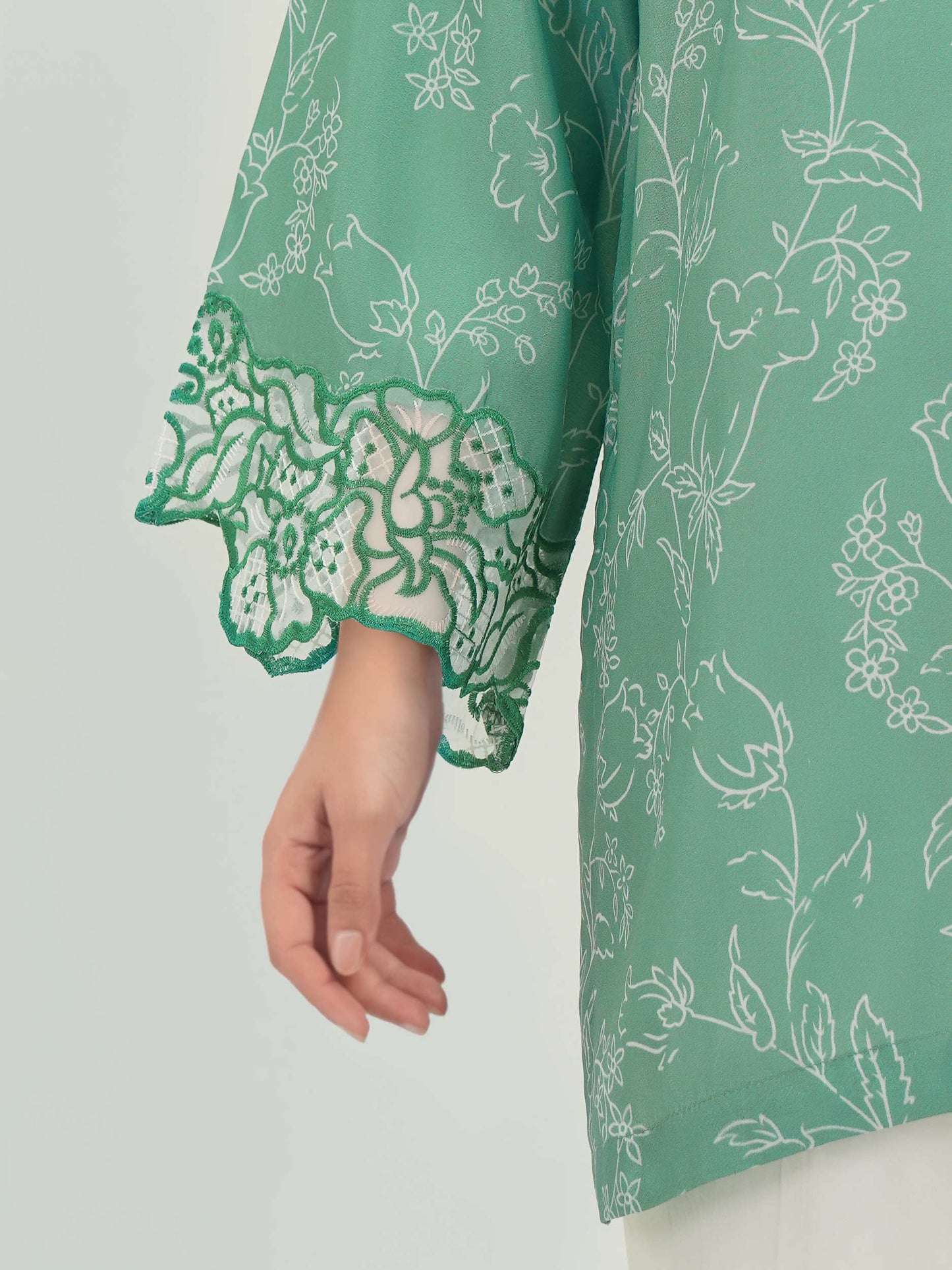 Poly Lawn Kurti- Embroidered