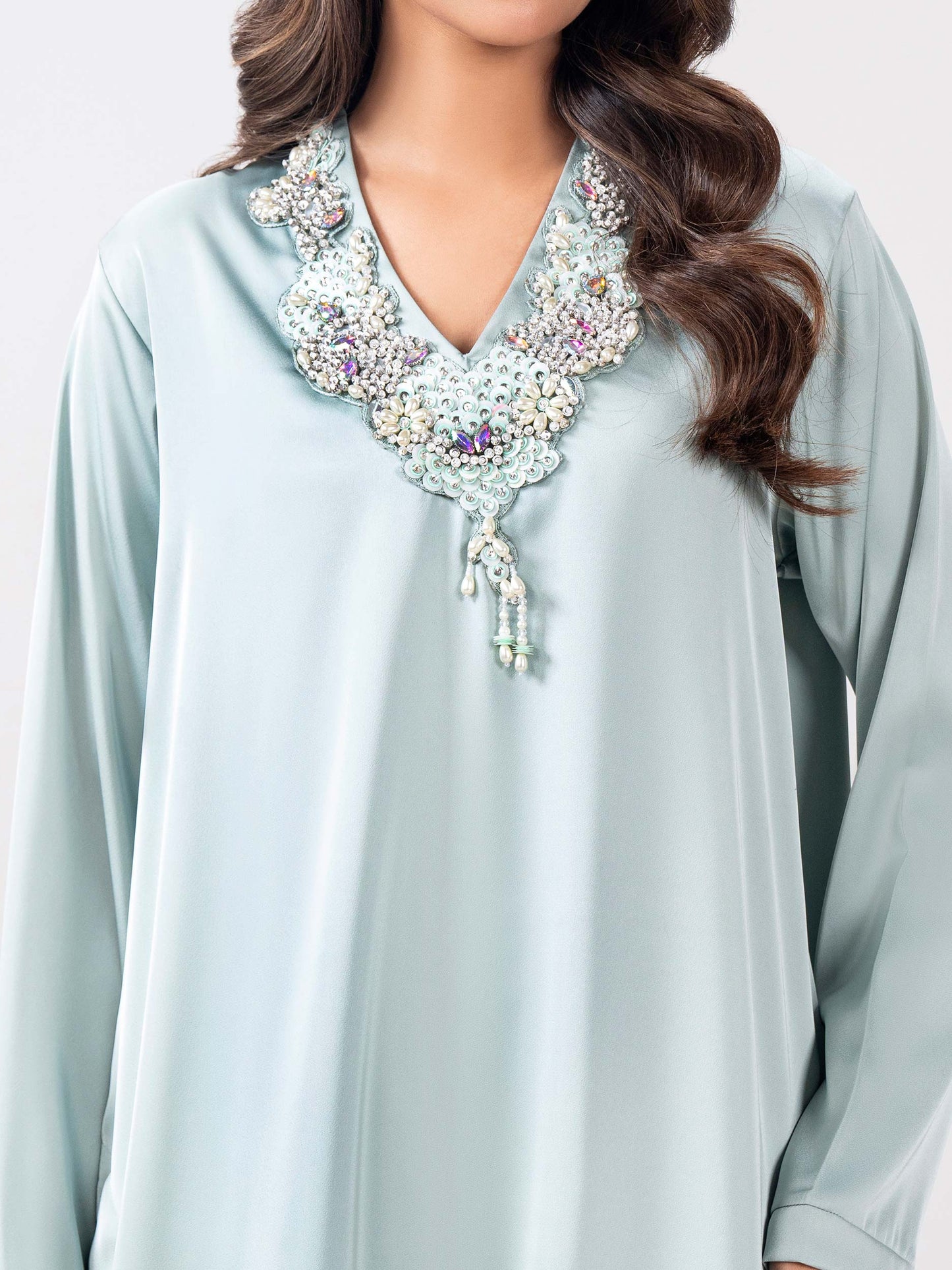 2 Piece Silk Suit- Embellished (Pret)