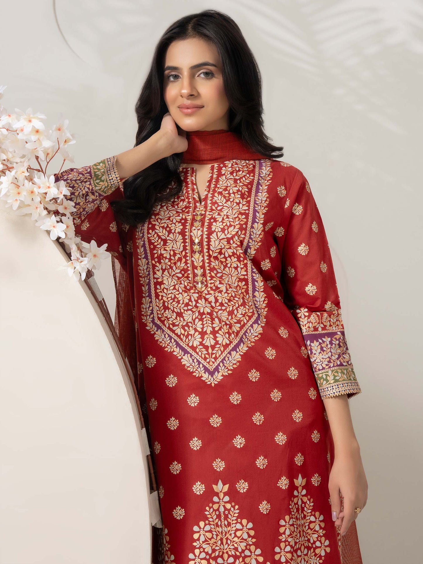 3 Piece Lawn Suit-Paste Print (Pret)