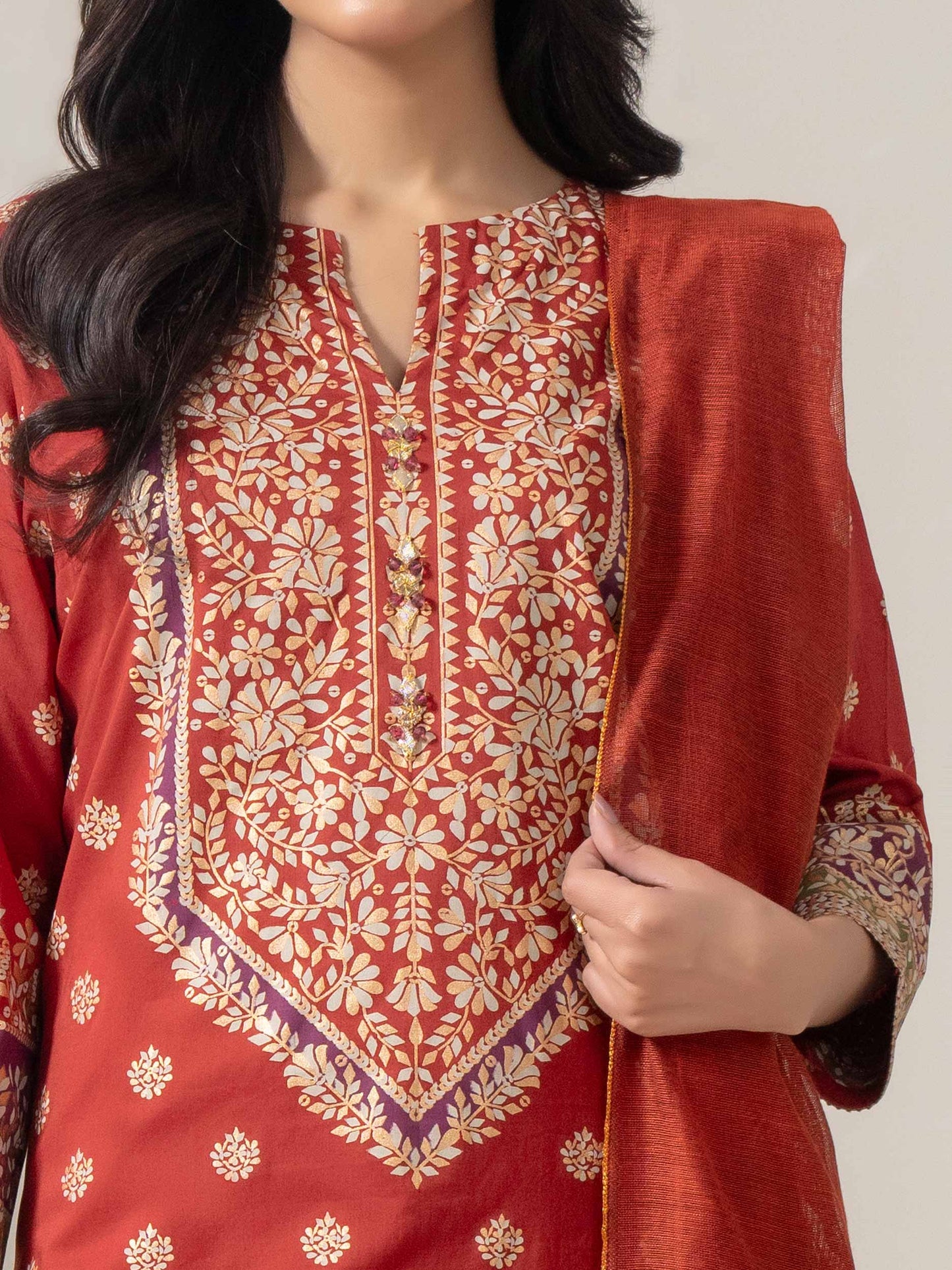 3 Piece Lawn Suit-Paste Print (Pret)