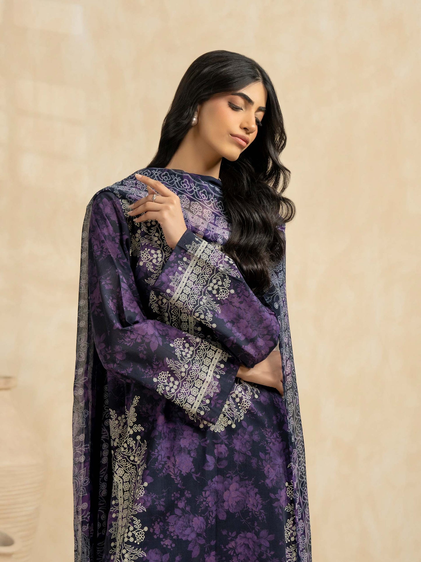 3 Piece Lawn Suit-Paste-Print (Pret)