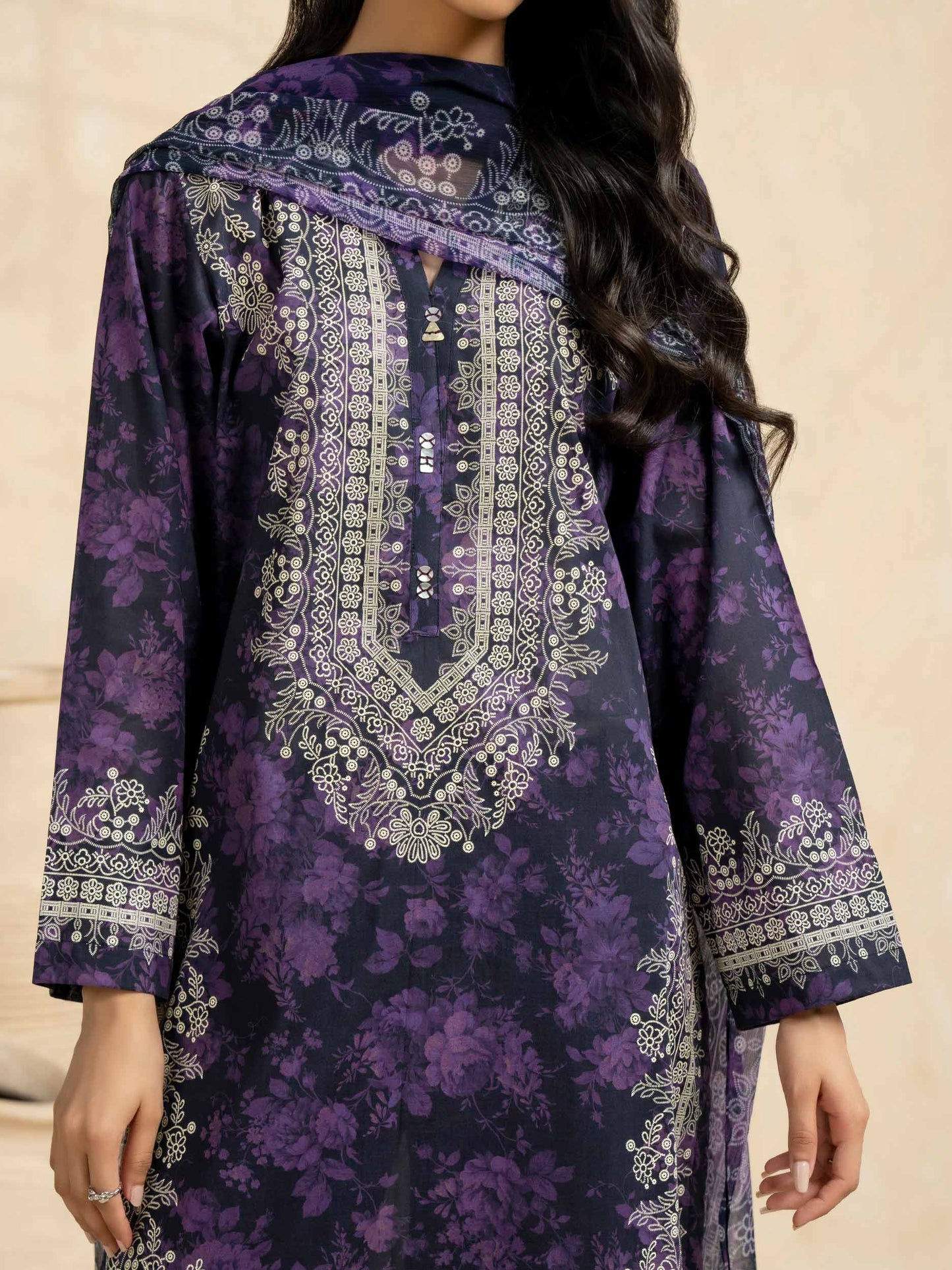 3 Piece Lawn Suit-Paste-Print (Pret)