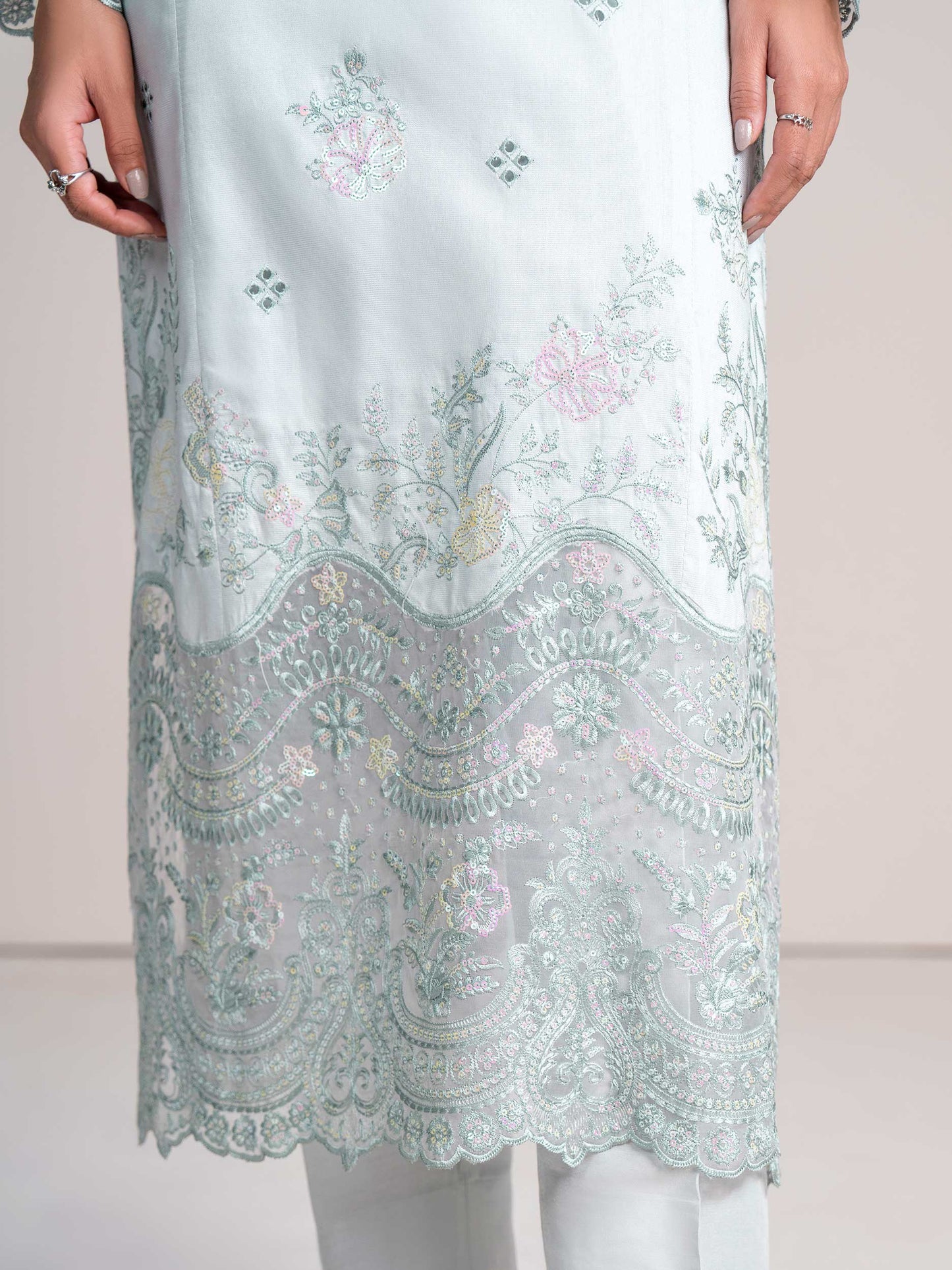 2 Piece Net Suit-Embroidered (Pret)