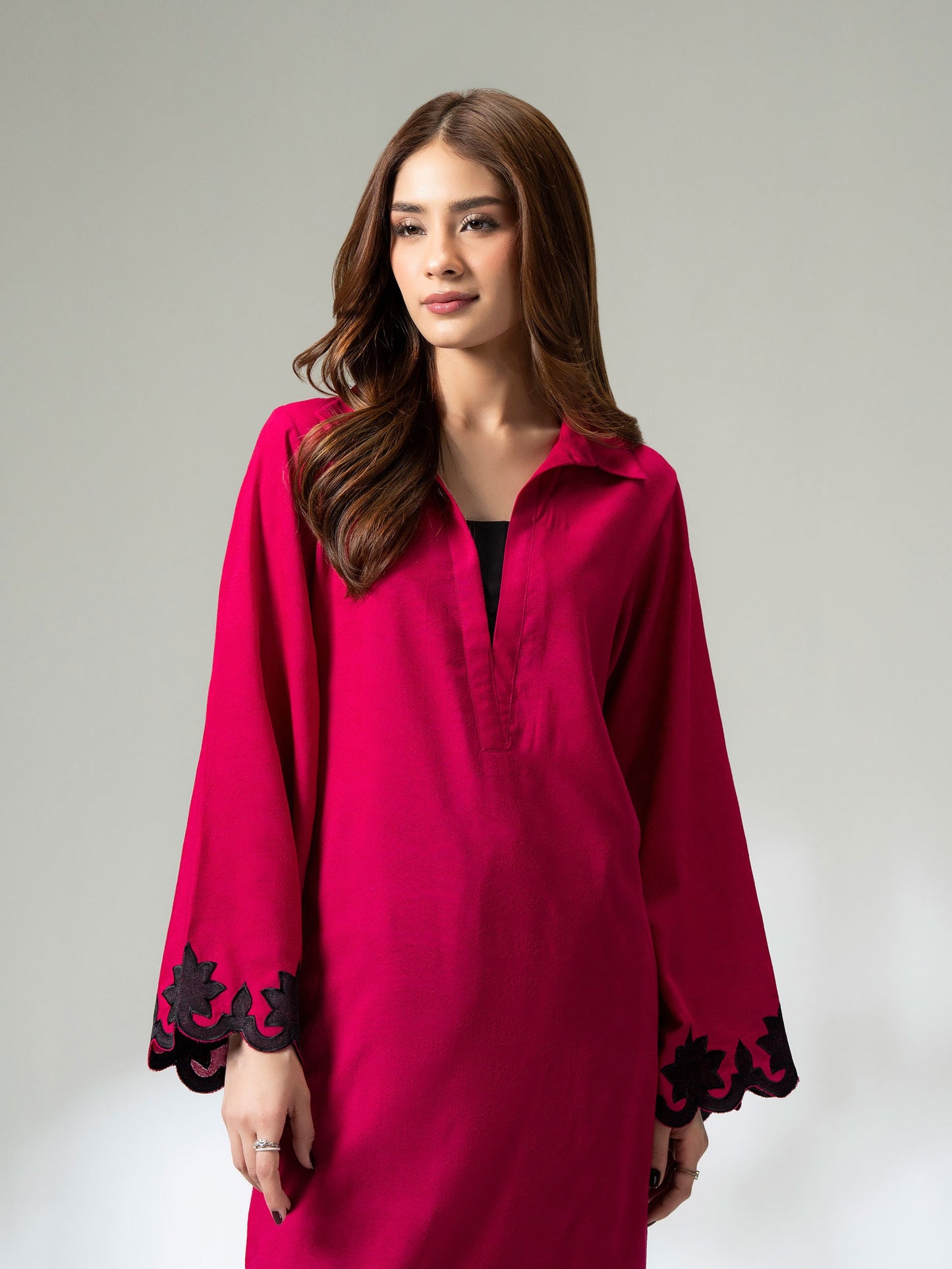 Self Jacquard Shirt- Embroidered (Pret)