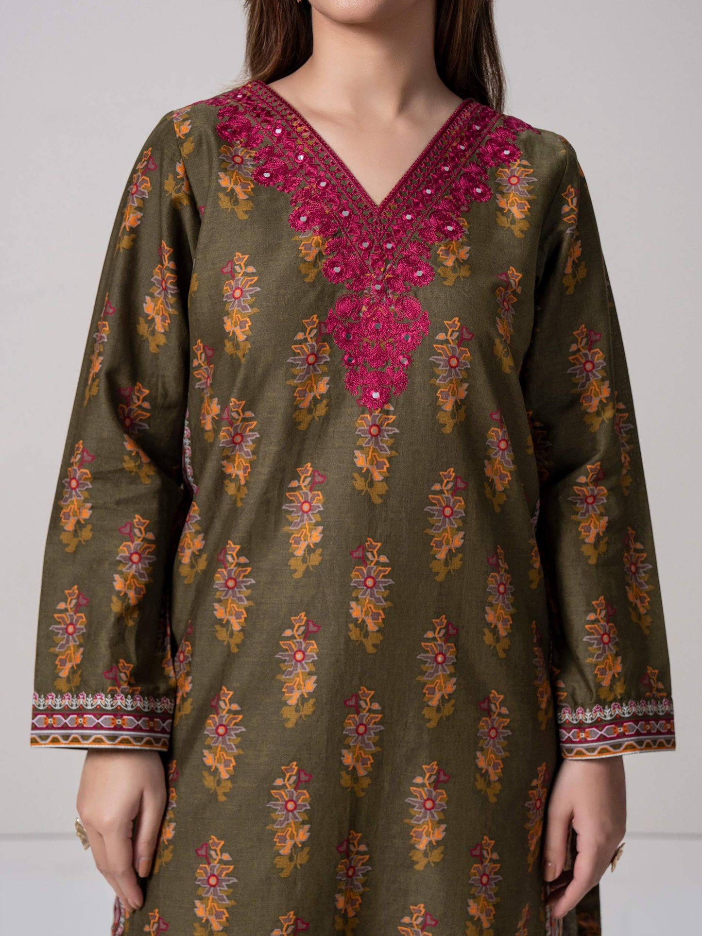 2-Piece Cotton Suit-Embroidered (Pret)