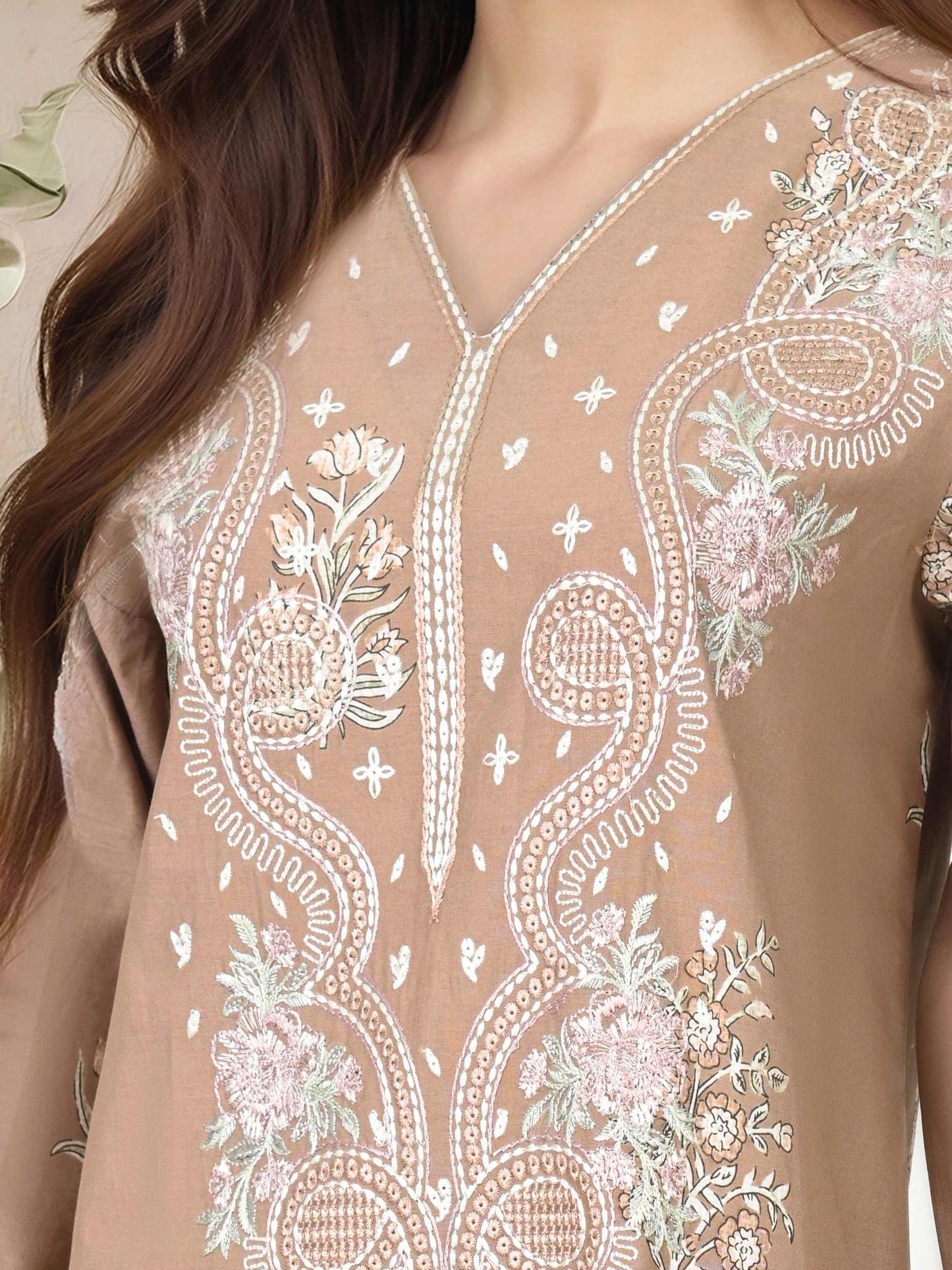 3 Piece Lawn Slub Suit- Embroidered (Pret)