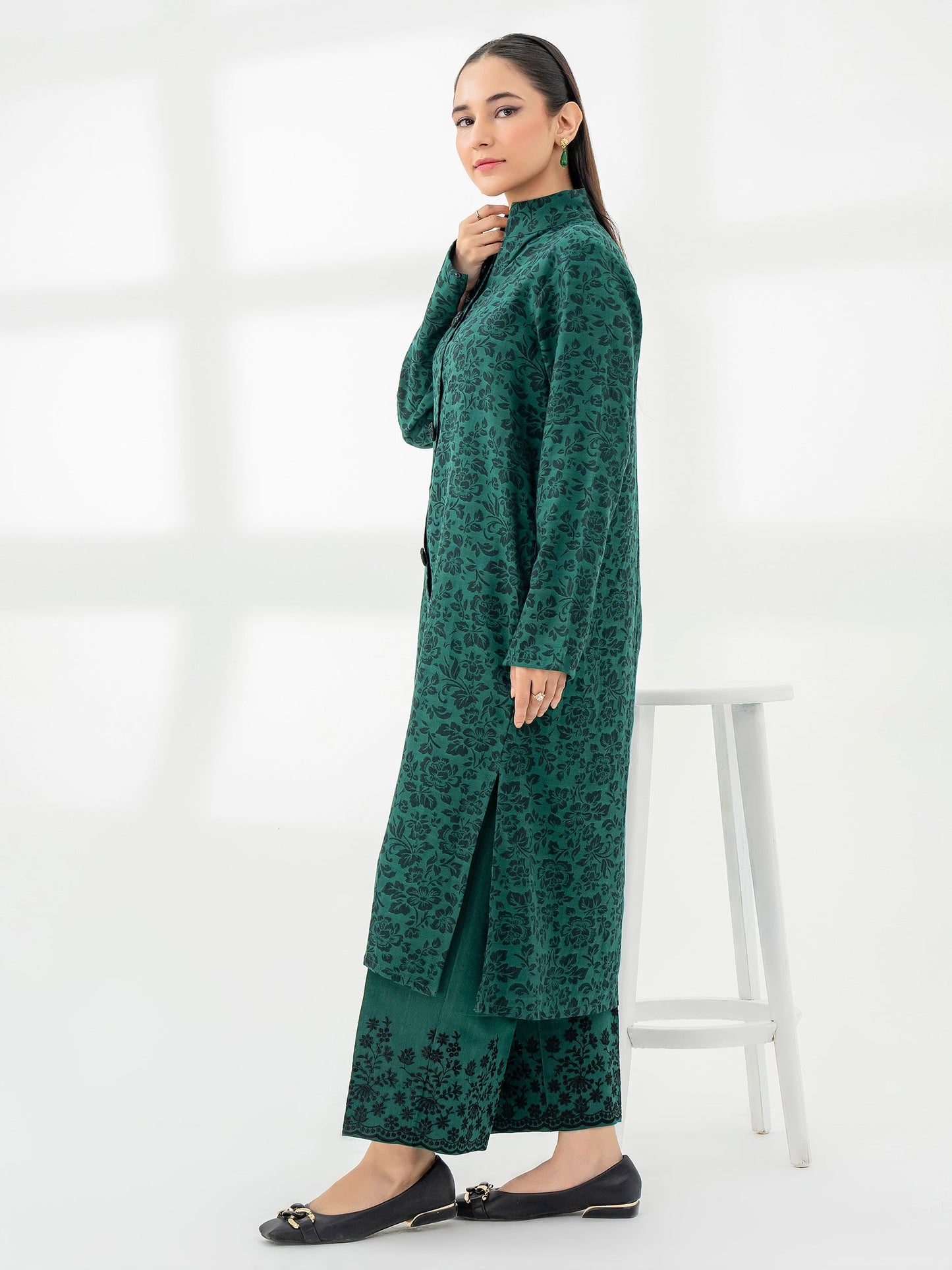 2 Piece Jacquard Suit-Embroidered (Pret)
