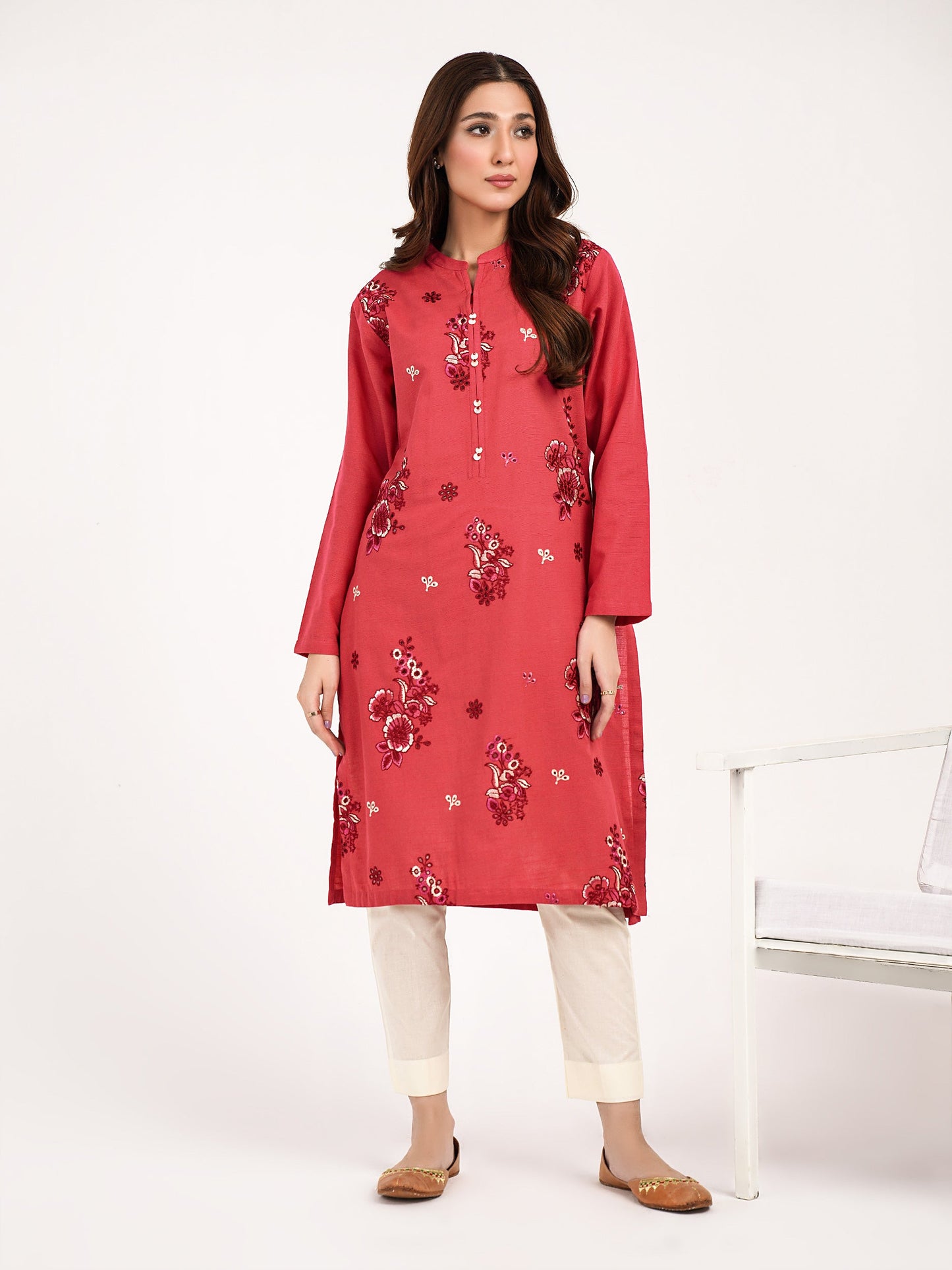 Khaddar shirt-Embroidered(Pret)