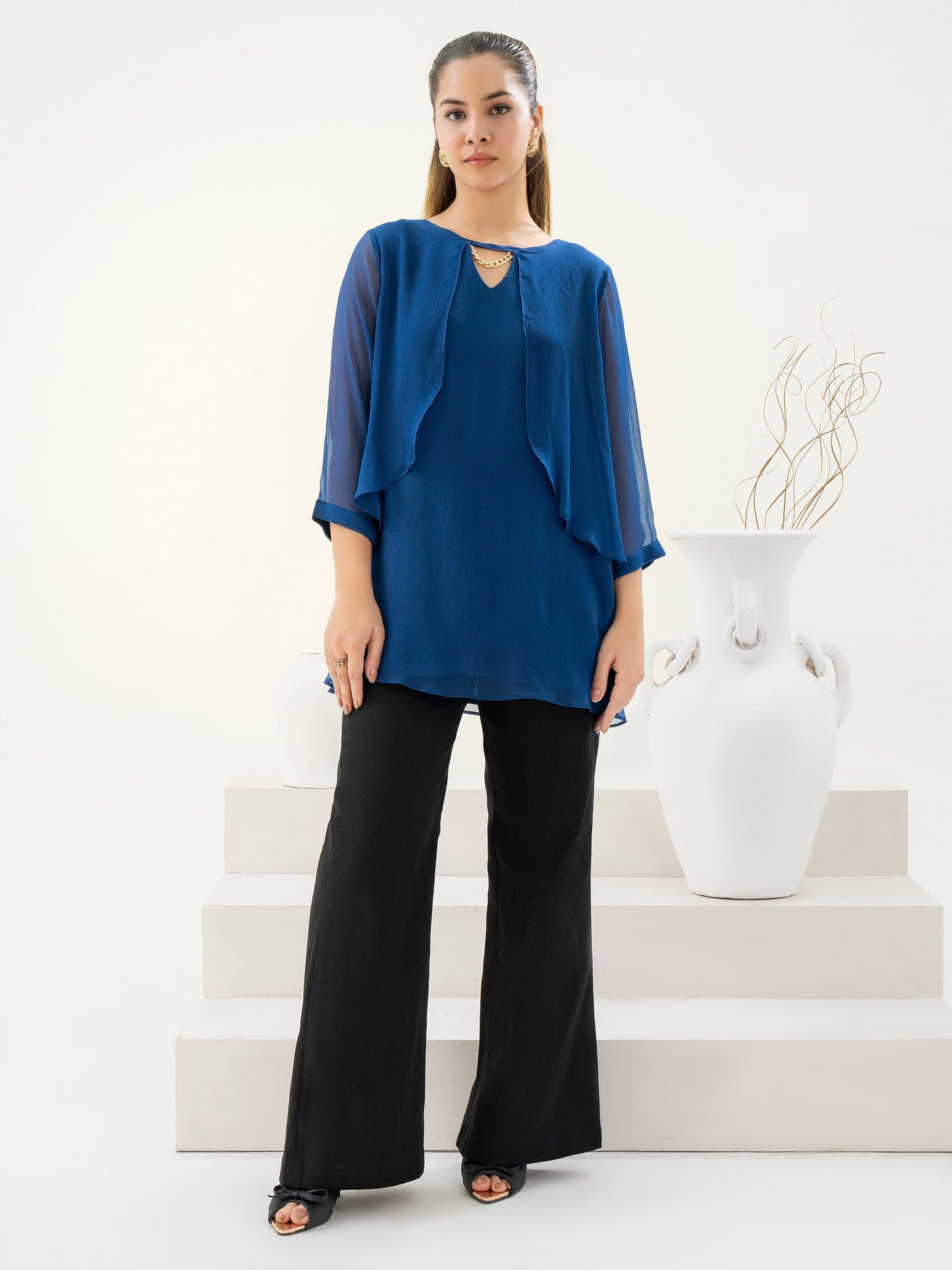 Dyed Chiffon Top With Slip
