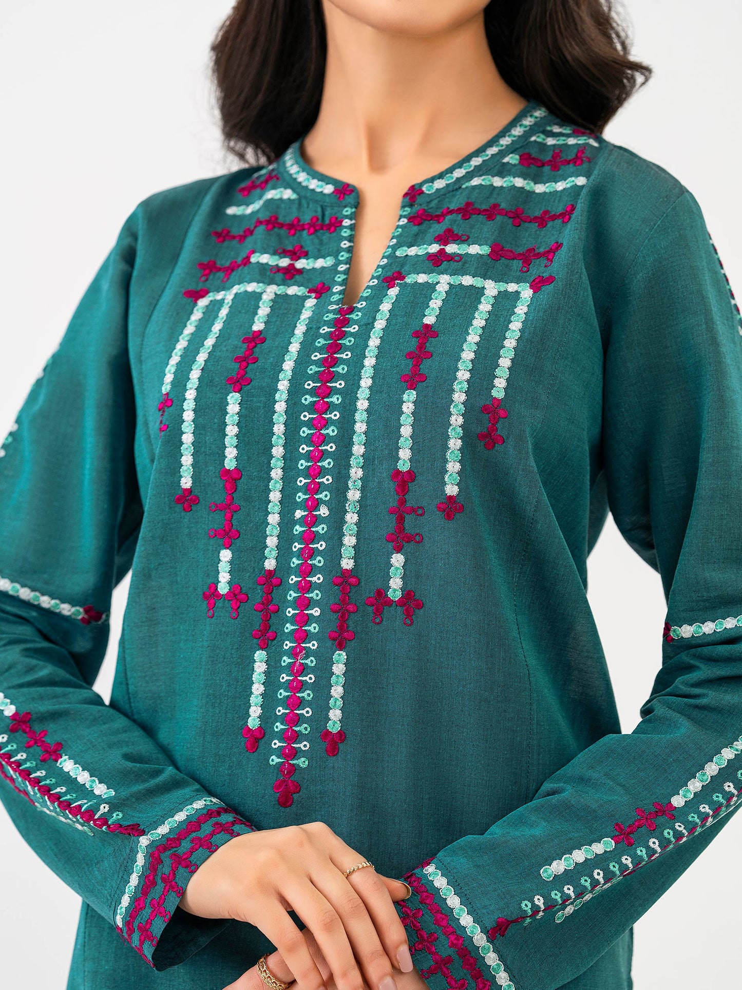 2 Piece Yarn Dyed Suit-Embroidered (Pret)