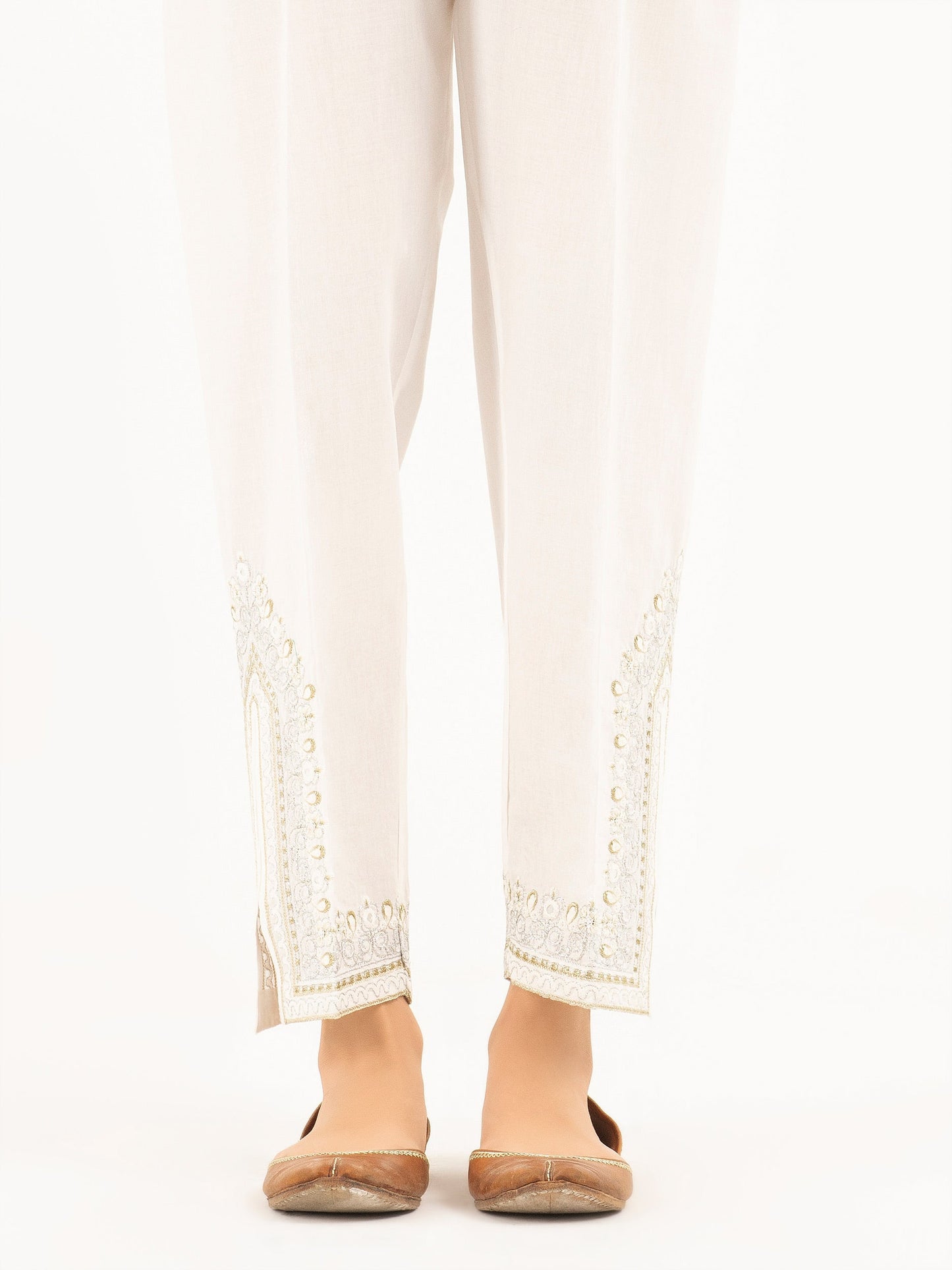 Embroidered Cambric Trousers(Pret)