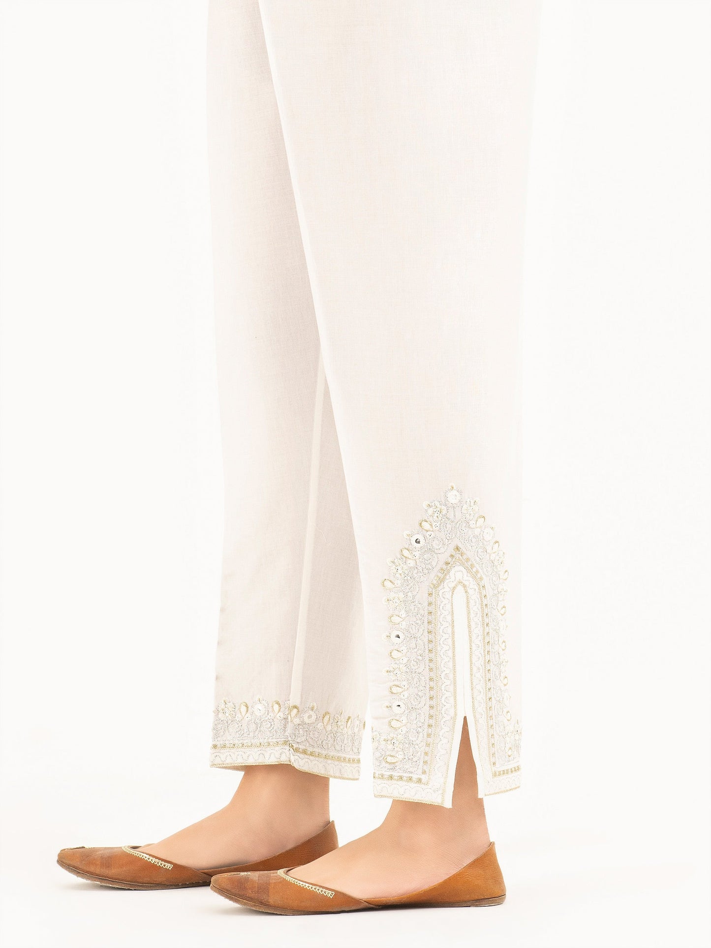 Embroidered Cambric Trousers(Pret)