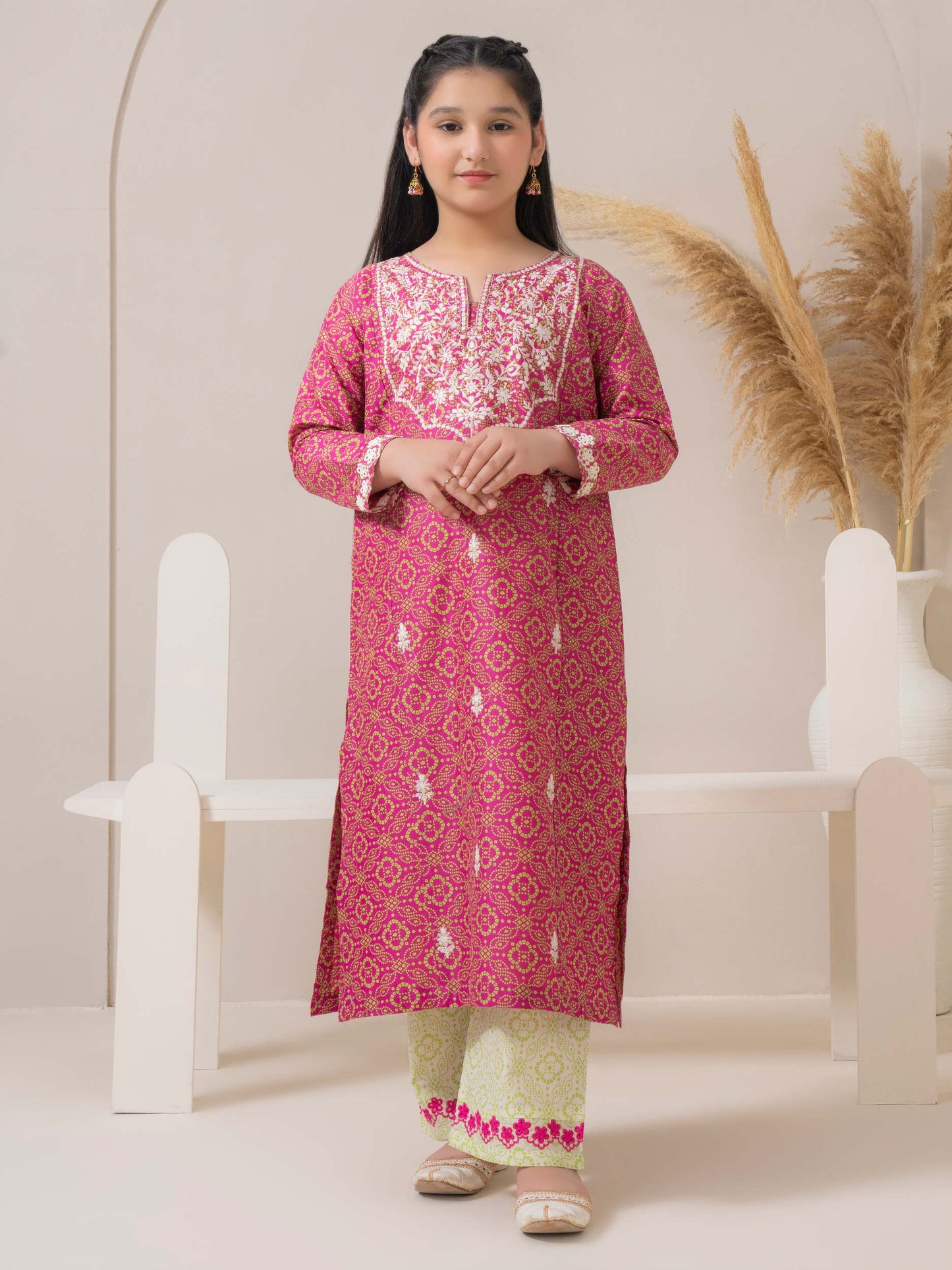 2 Piece Cambric Suit-Embroidered