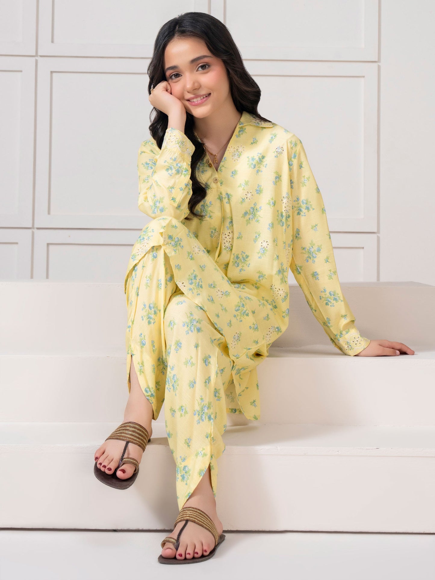 2 Piece Viscose Suit-Embroidered