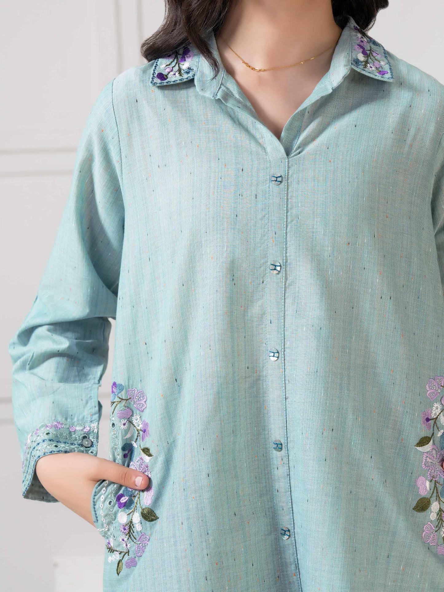 2 Piece Yarn Dyed Suit-Embroidered