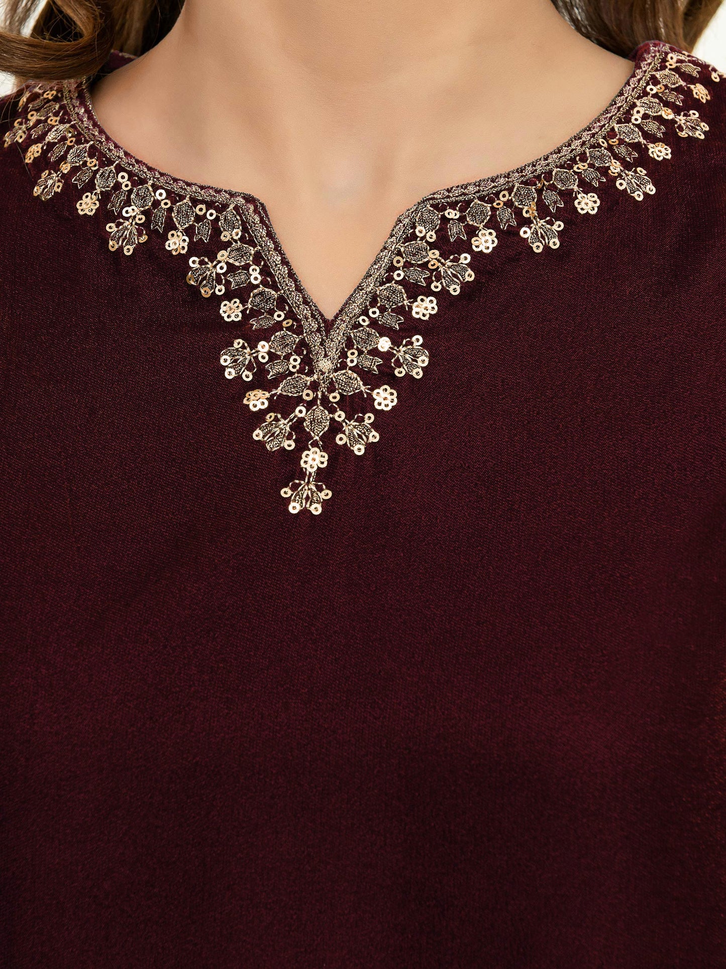2 Piece Velvet Suit-Embroidered (Pret)
