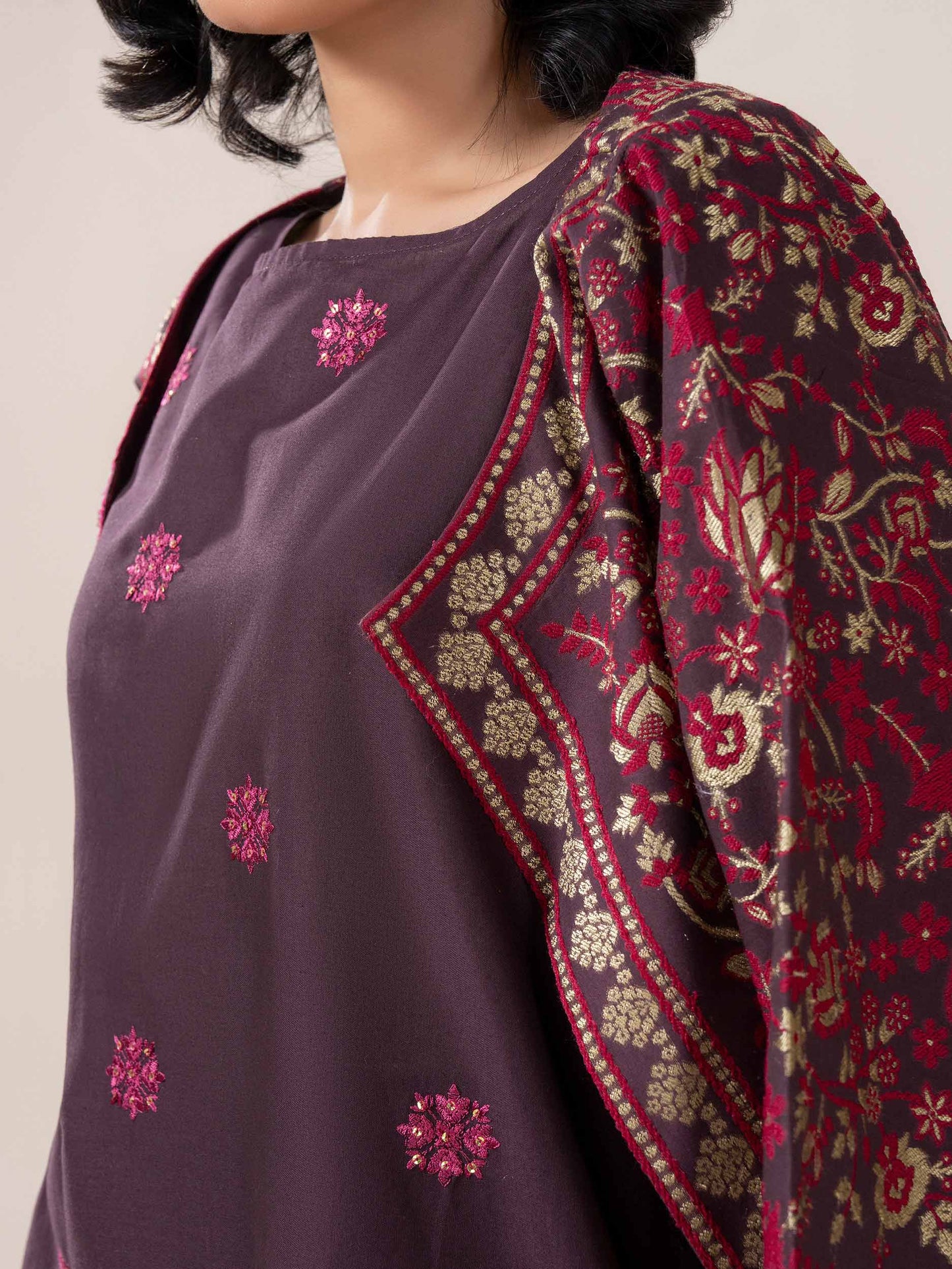 2 Piece Jacquard Suit-Embroidered (Pret)