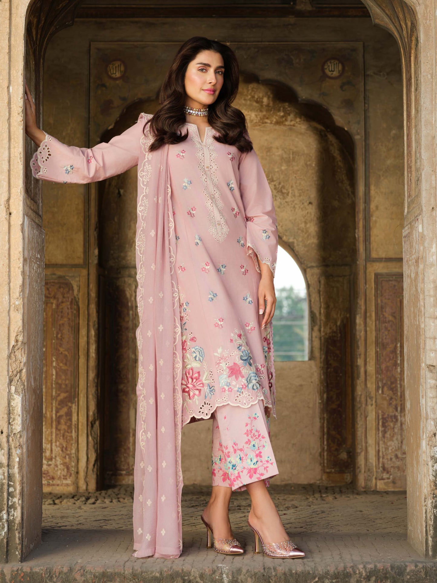 3 Piece Cambric Suit-Embroidered (Pret)
