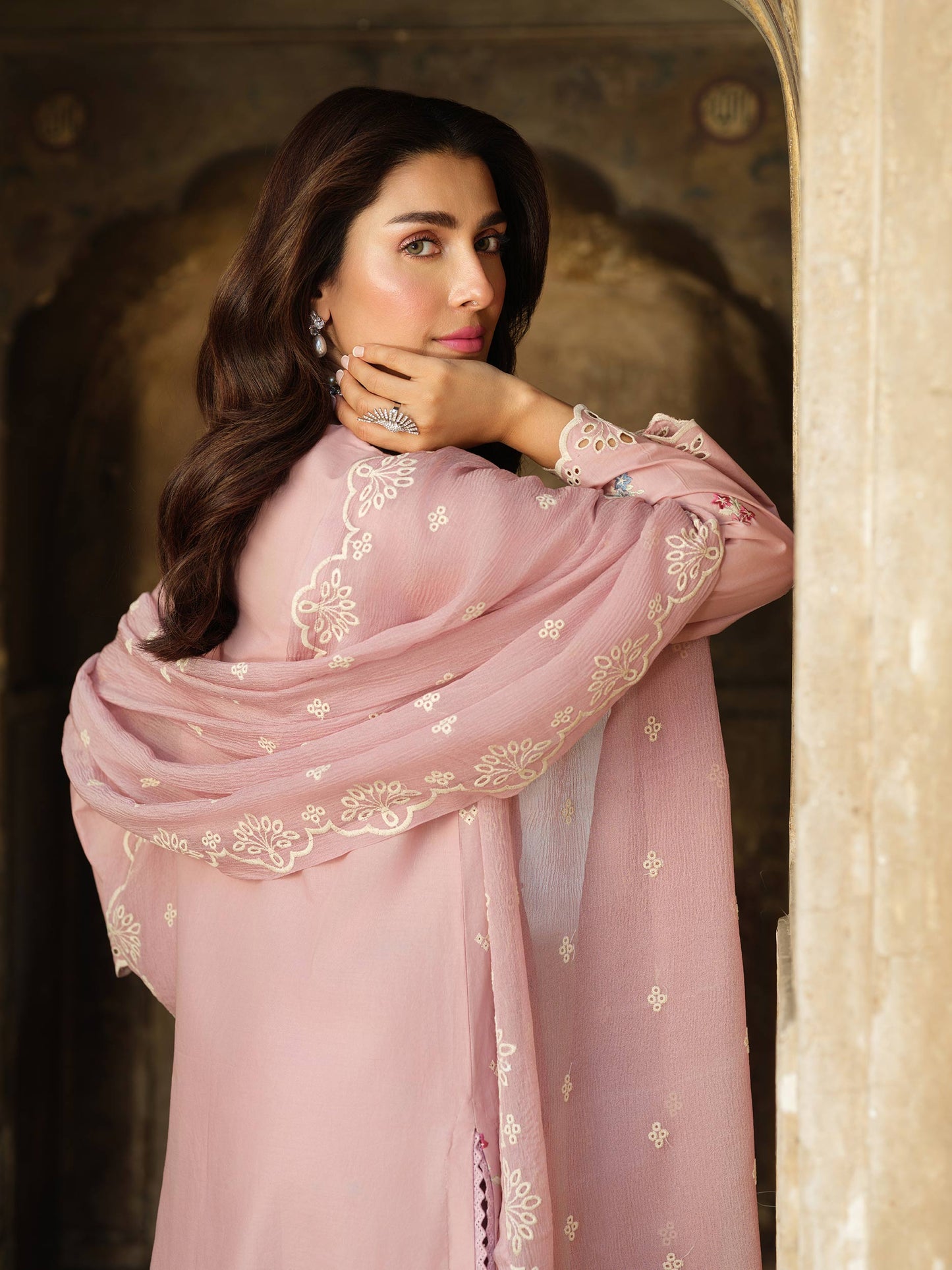3 Piece Cambric Suit-Embroidered (Pret)