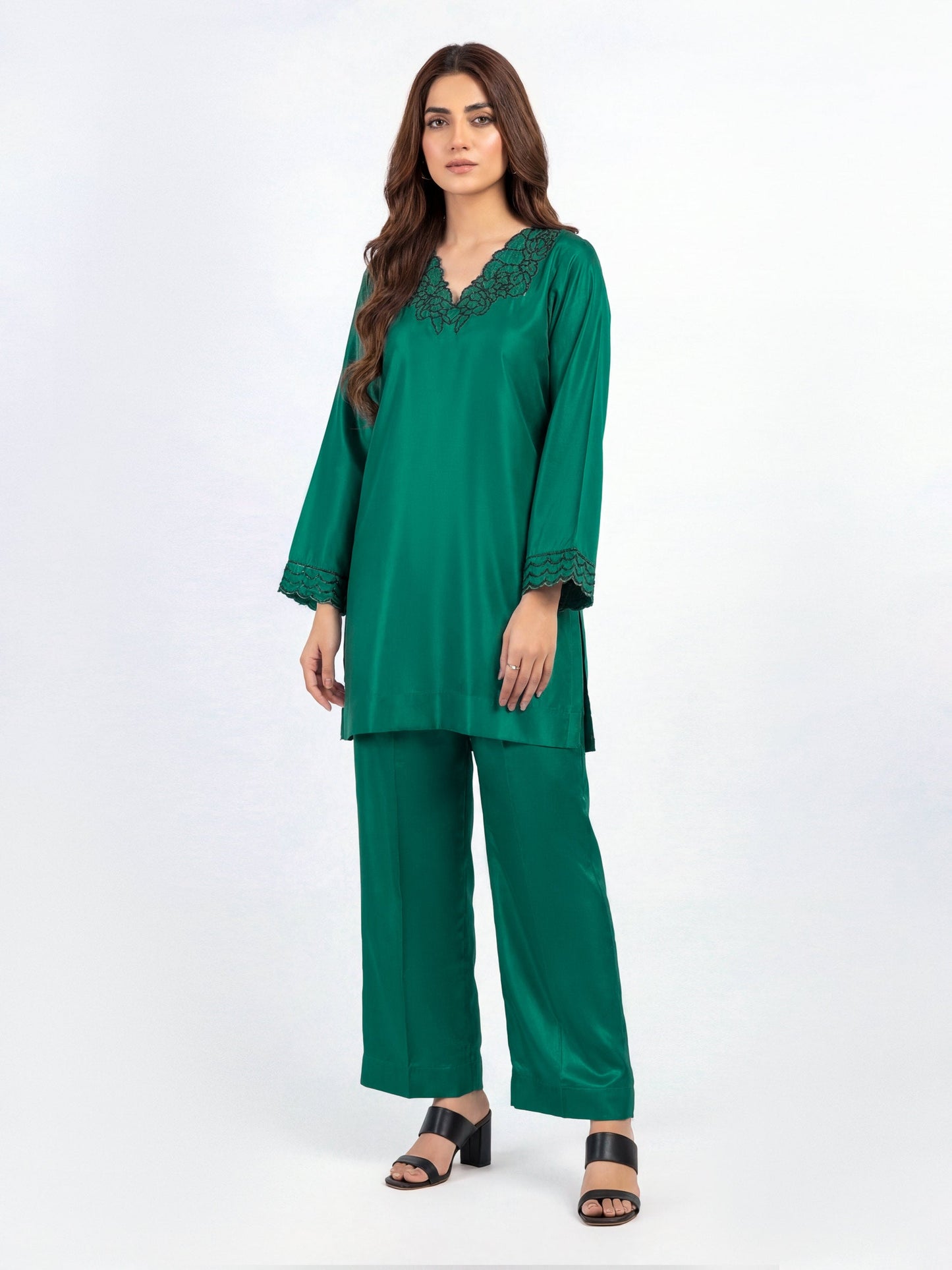 Silk Co-ord Set- Embroidered
