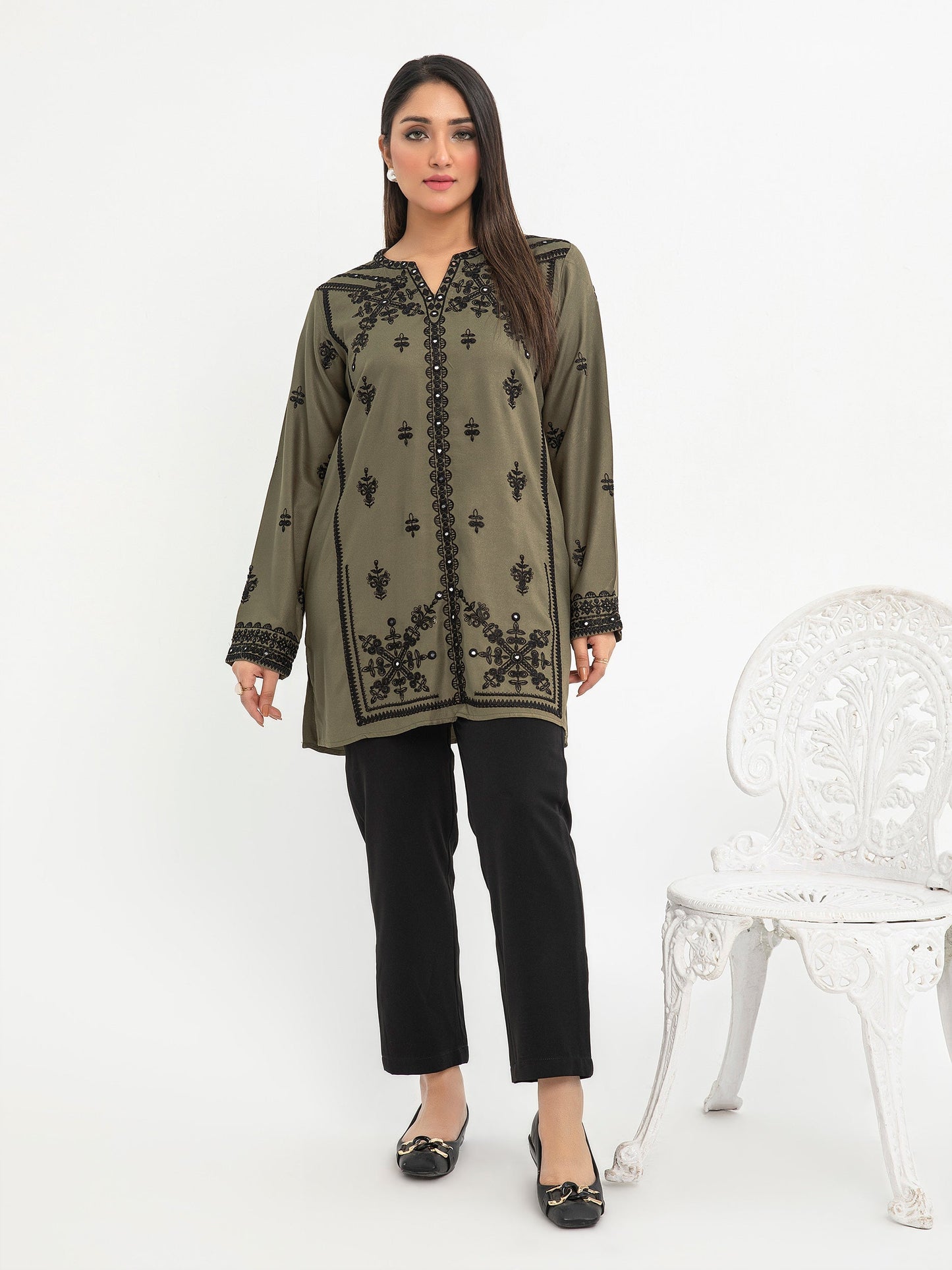 Crepe Kurti-Embroidered (Pret)