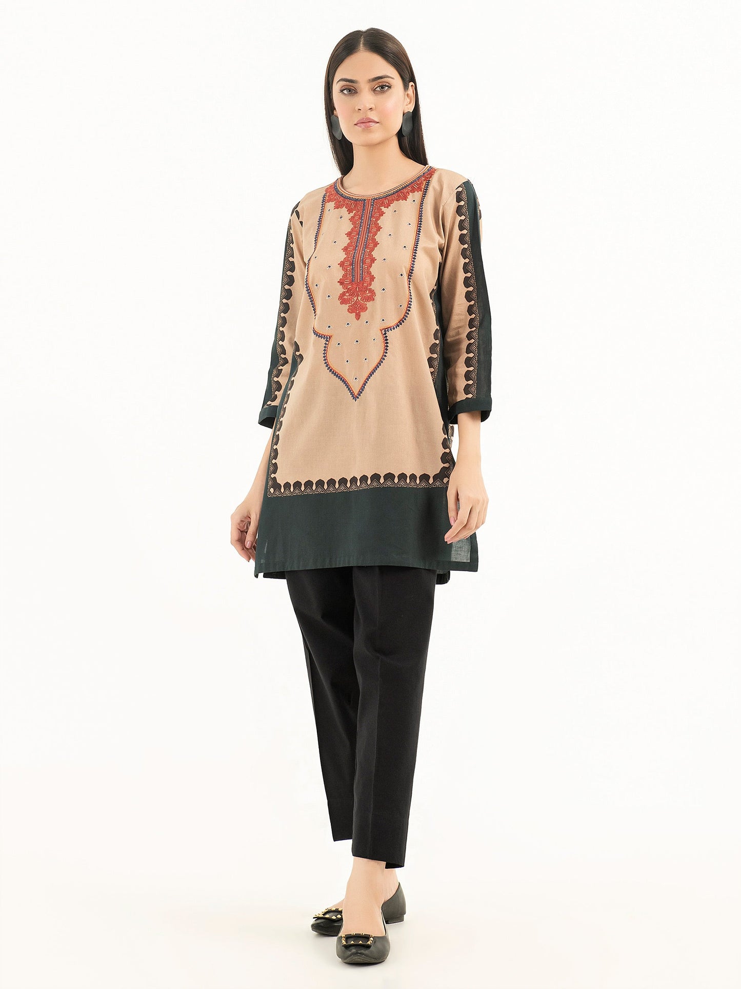 Winter Cotton Kurti-Embroidered (Pret)