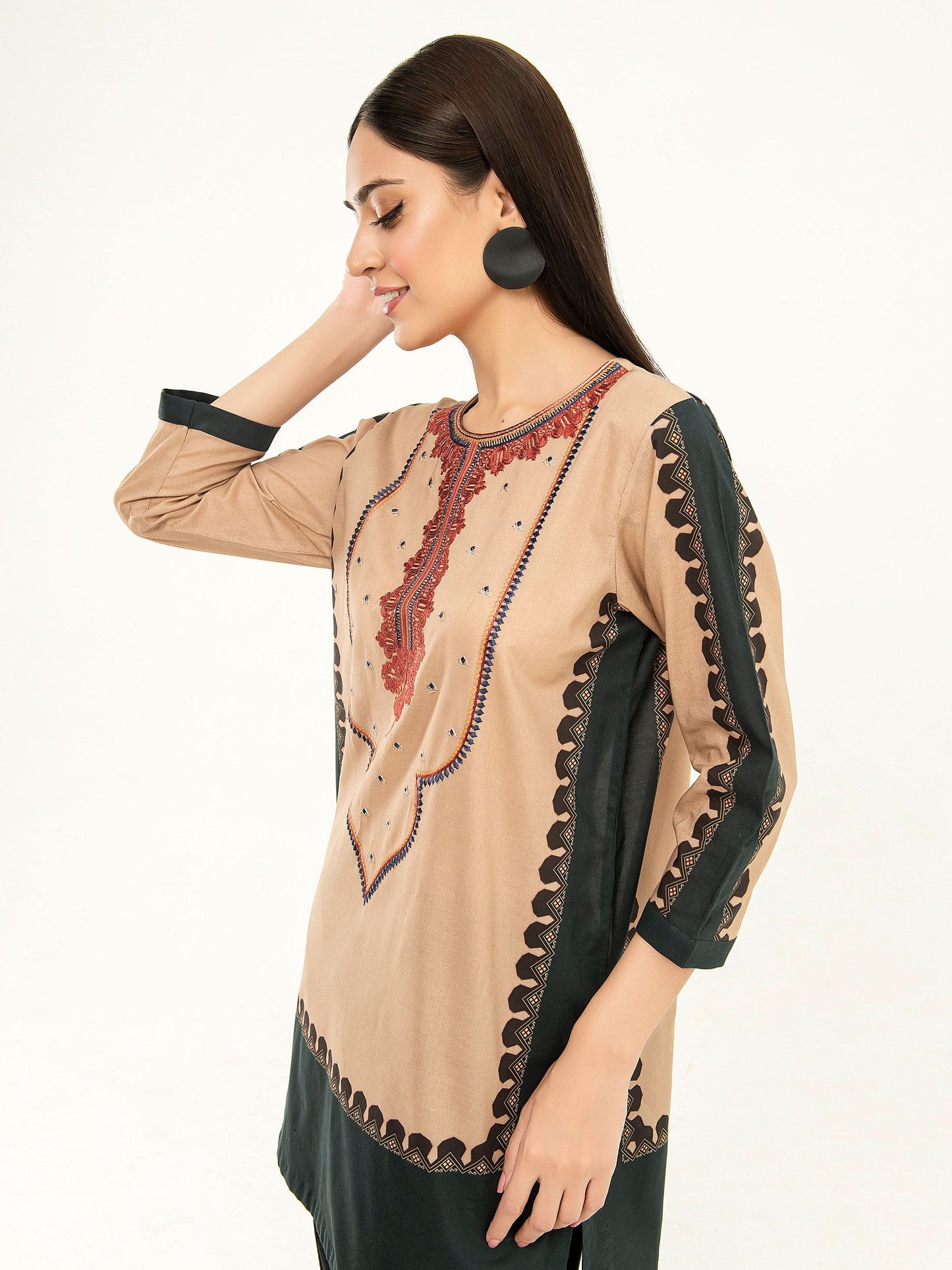 Winter Cotton Kurti-Embroidered (Pret)