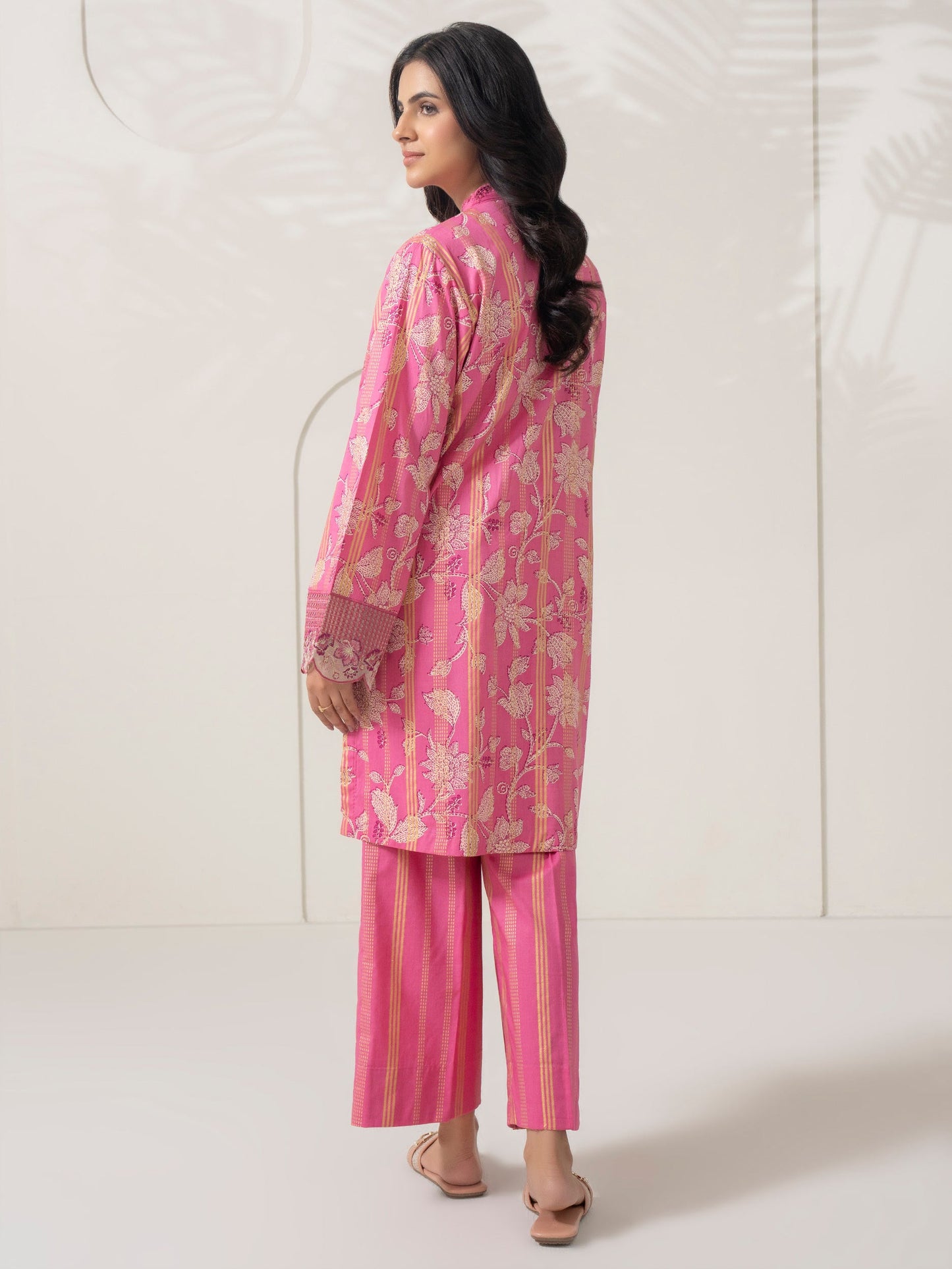 2 Piece Satin Suit-Embroidered  (Pret)