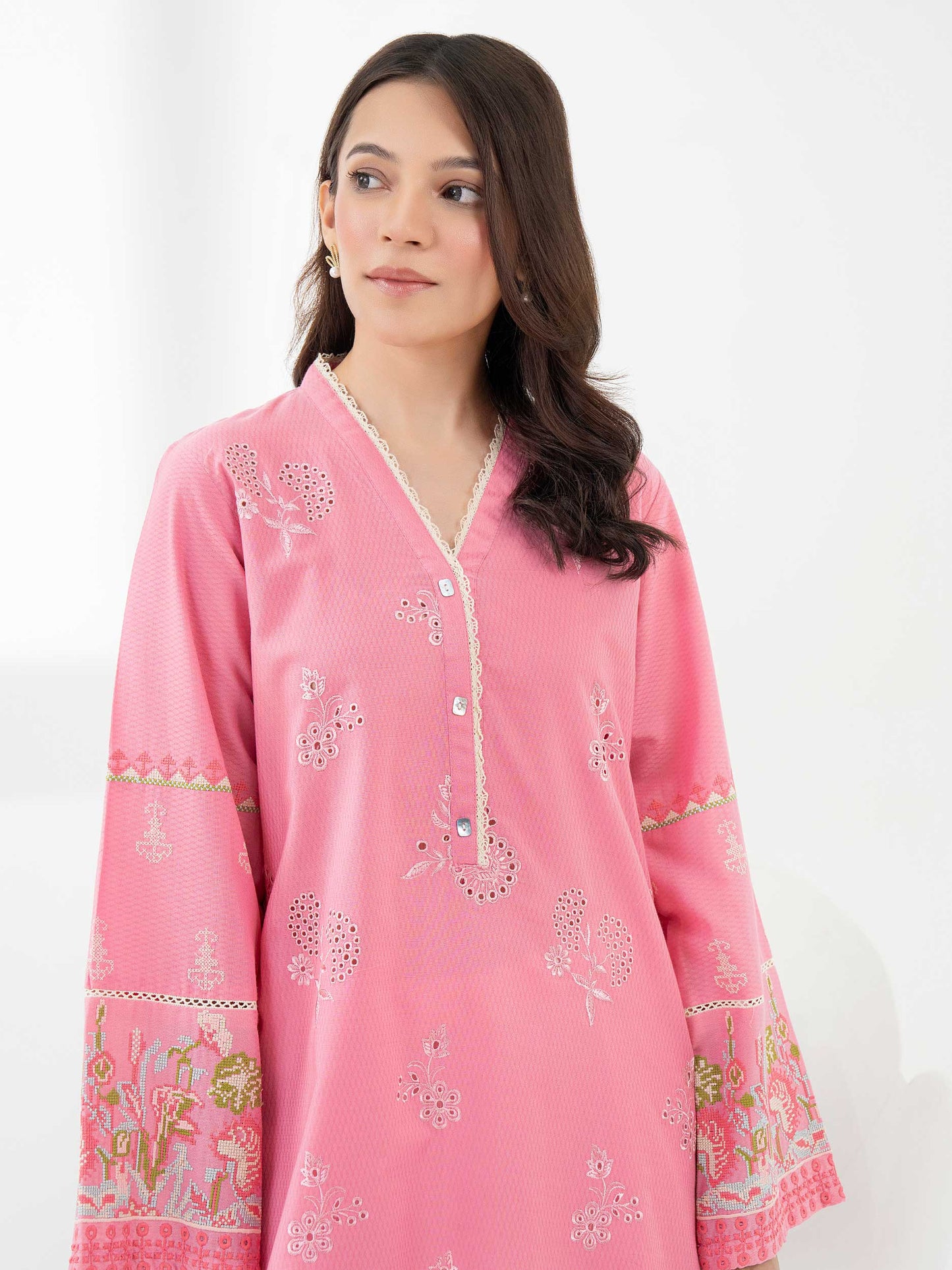 Jacquard Kurti-Embroidered (Pret)