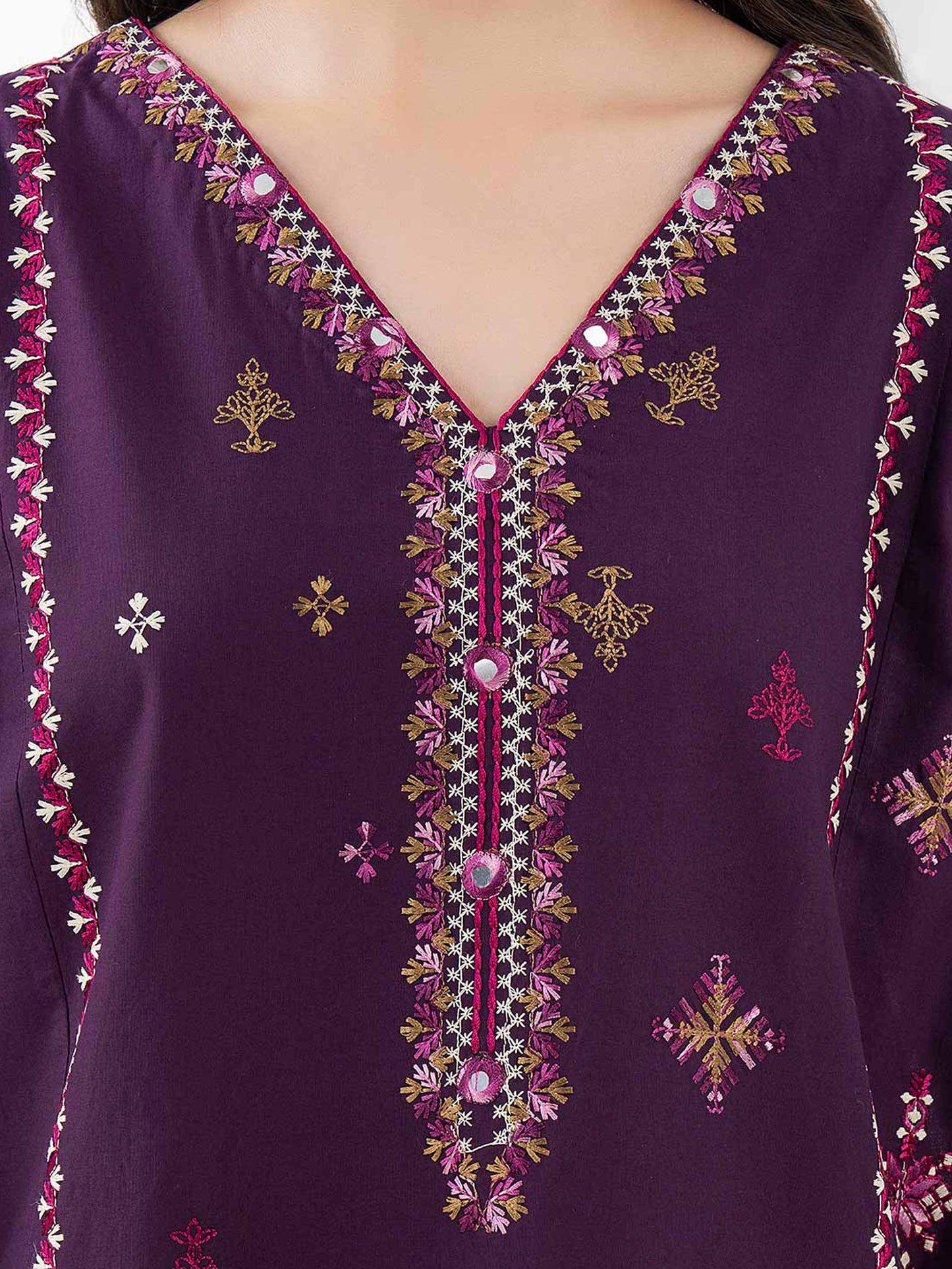 Cambric Kurti-Embroidered (Pret)