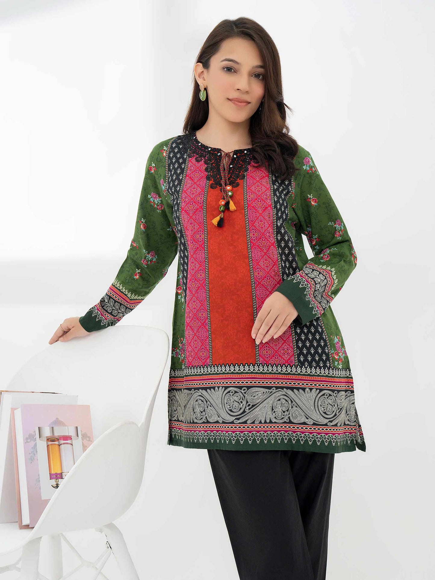 Cambric Kurti-Embroidered (Pret)