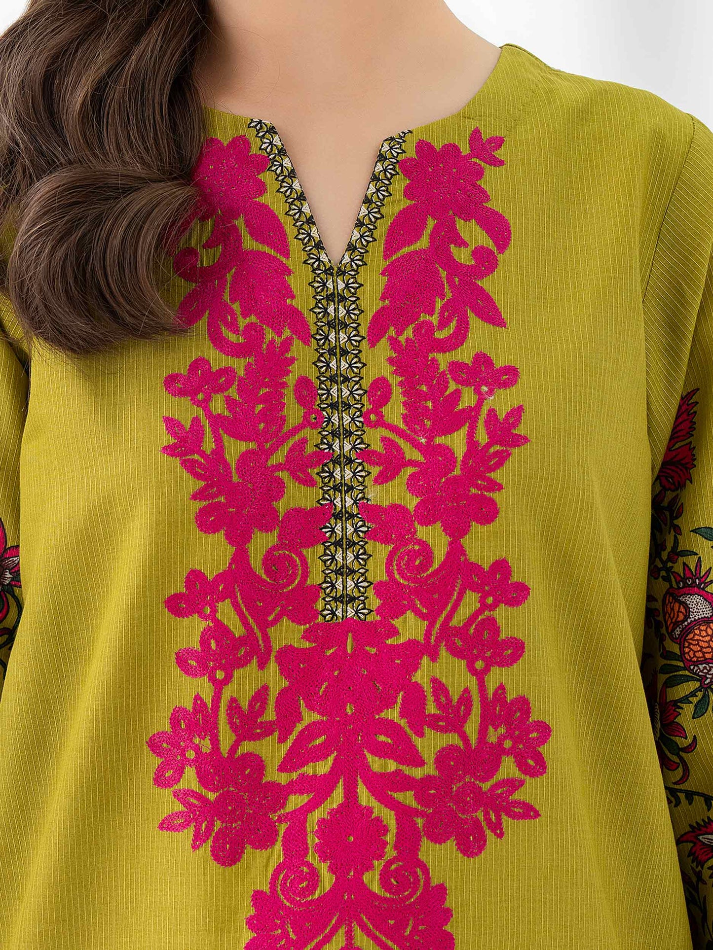 Cambric Kurti-Embroidered (Pret)