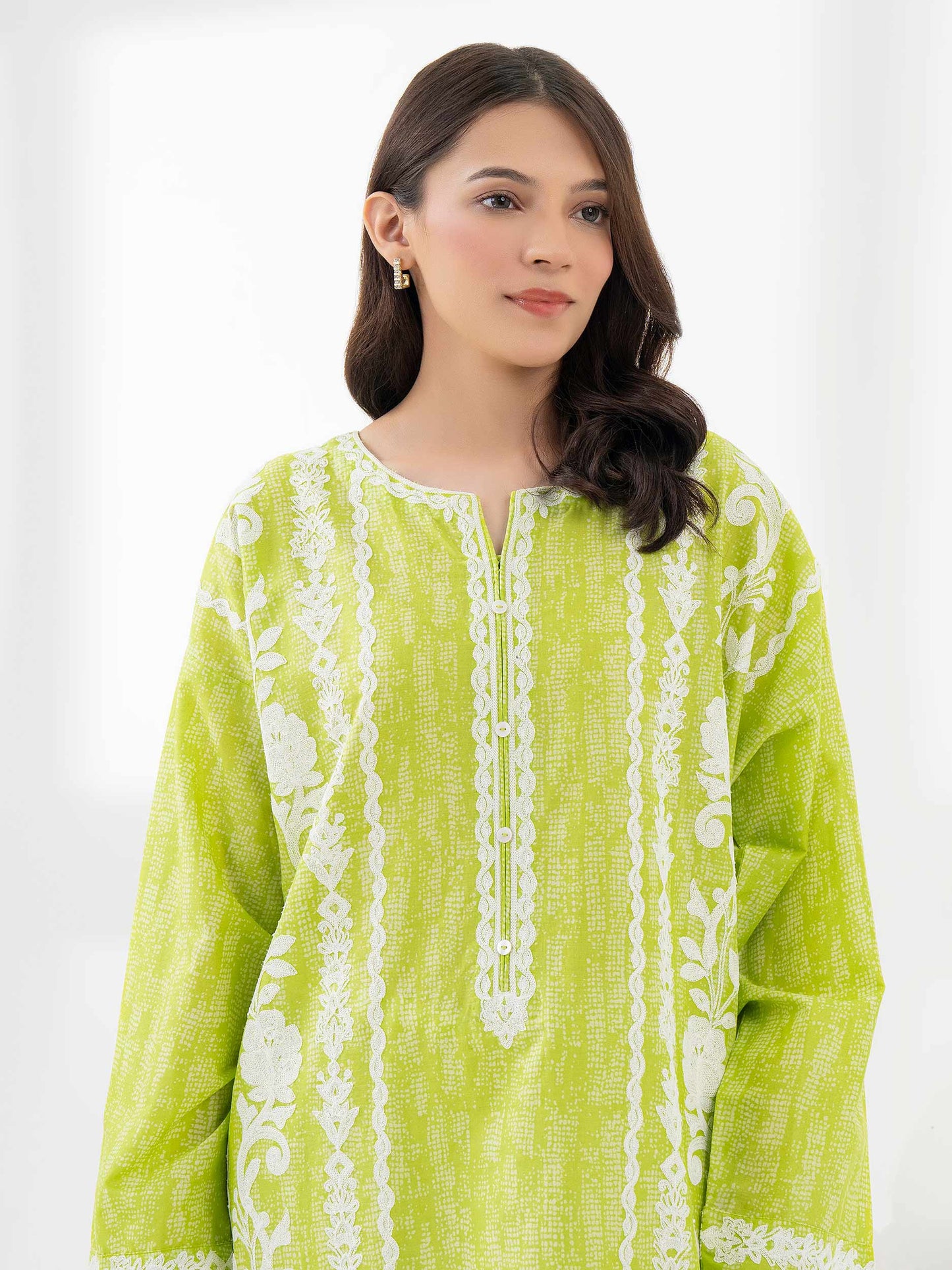 Cambric Kurti-Embroidered (Pret)