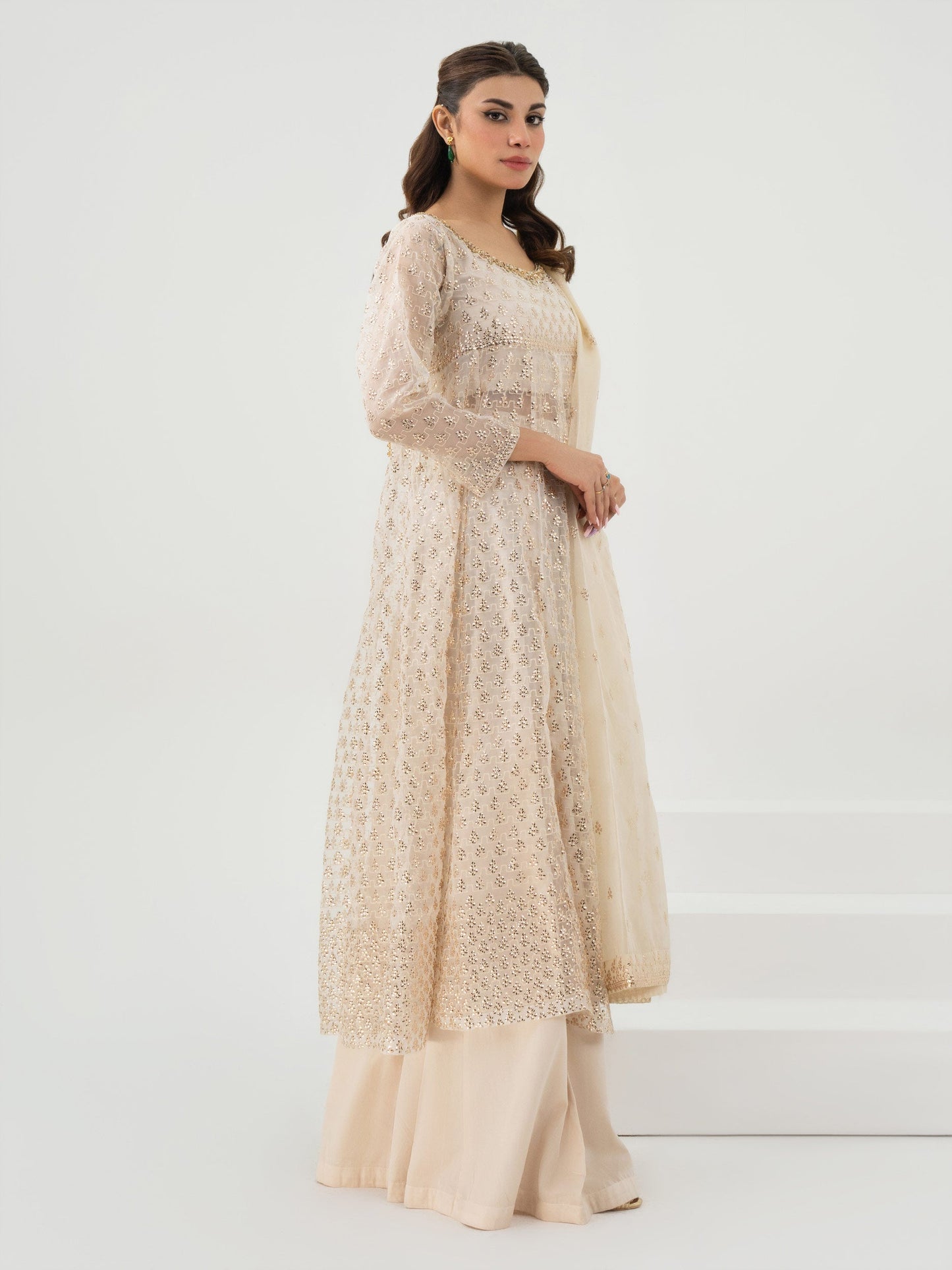 3 Piece Organza Suit-Embroidered (Pret)